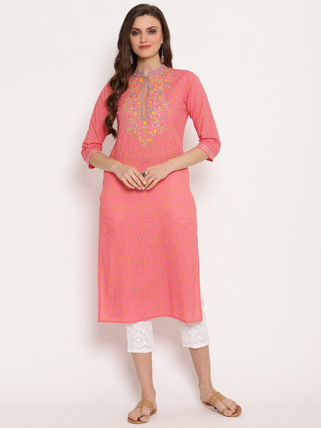 

Ramas Women Pink Embroidered Straight Kurta
