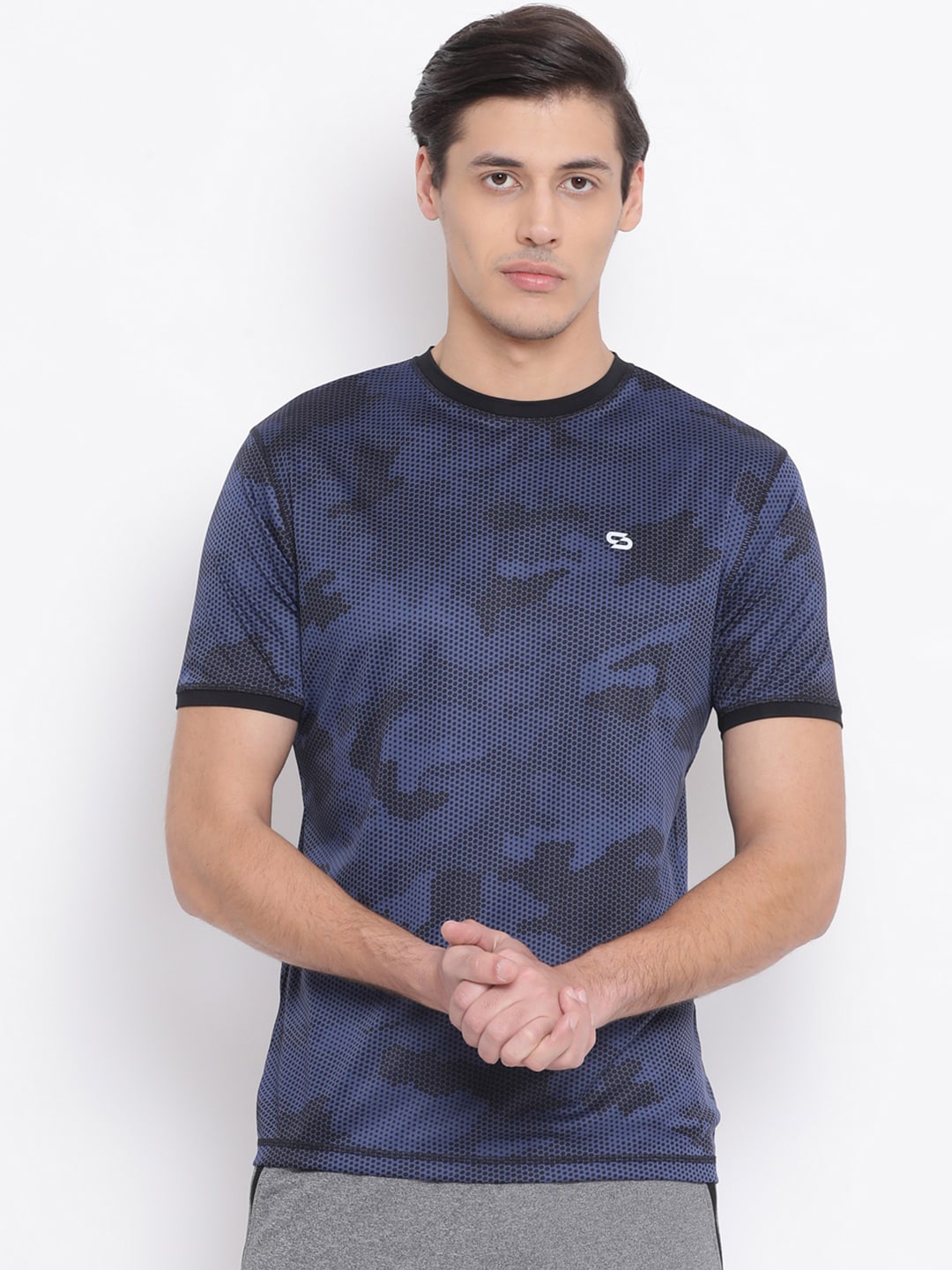 

Spolei Men Navy Blue Printed Round Neck T-shirt