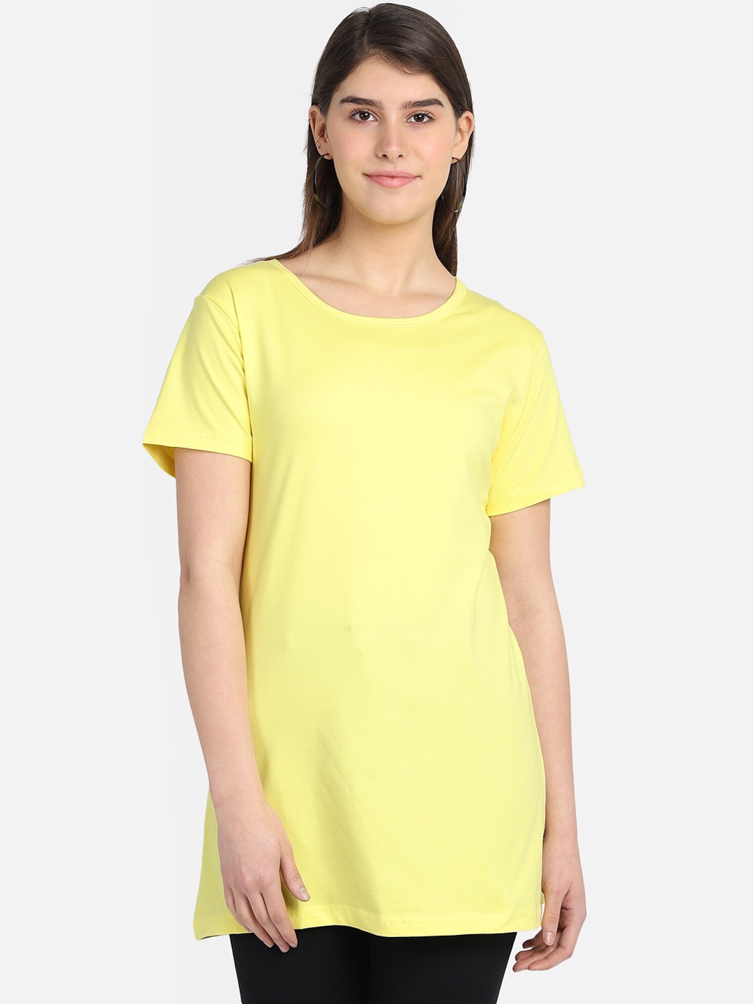 

PROTEENS Women Yellow Solid Round Neck T-shirt