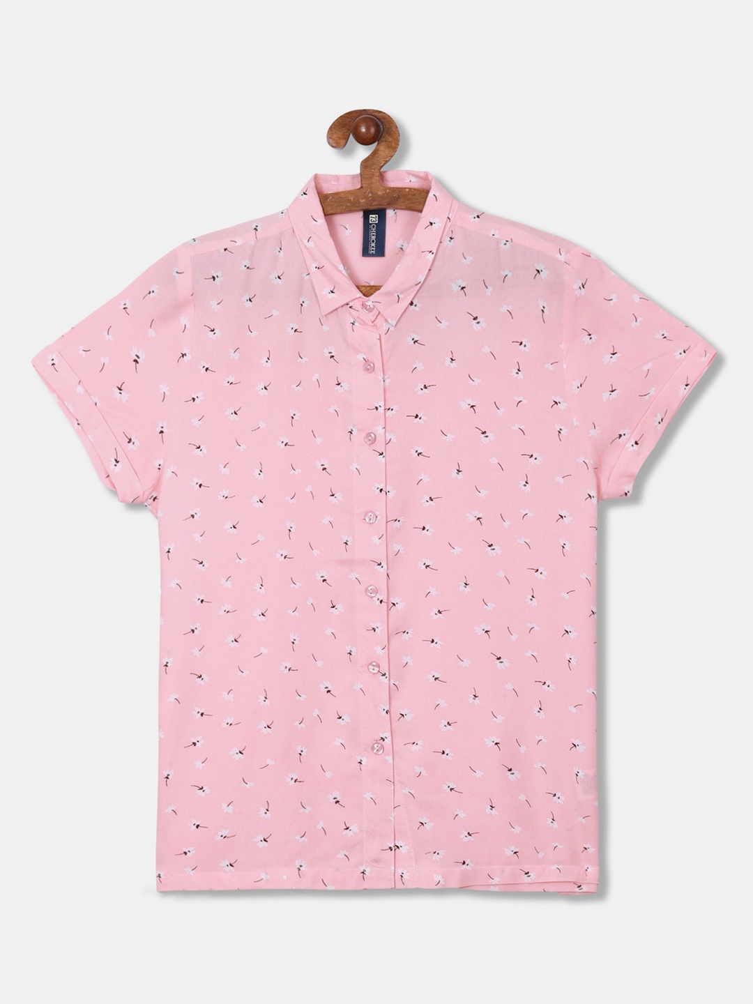 

Cherokee Girls Pink Regular Fit Printed Casual Shirt