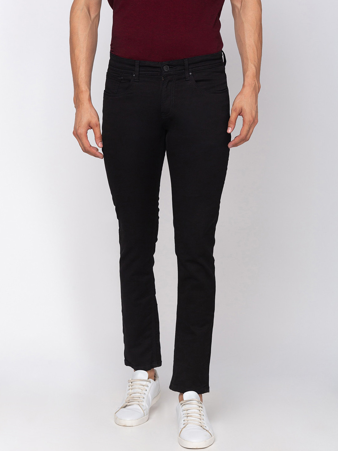 

SPYKAR Men Black Skinny Fit Low-Rise Clean Look Cropped Jeans