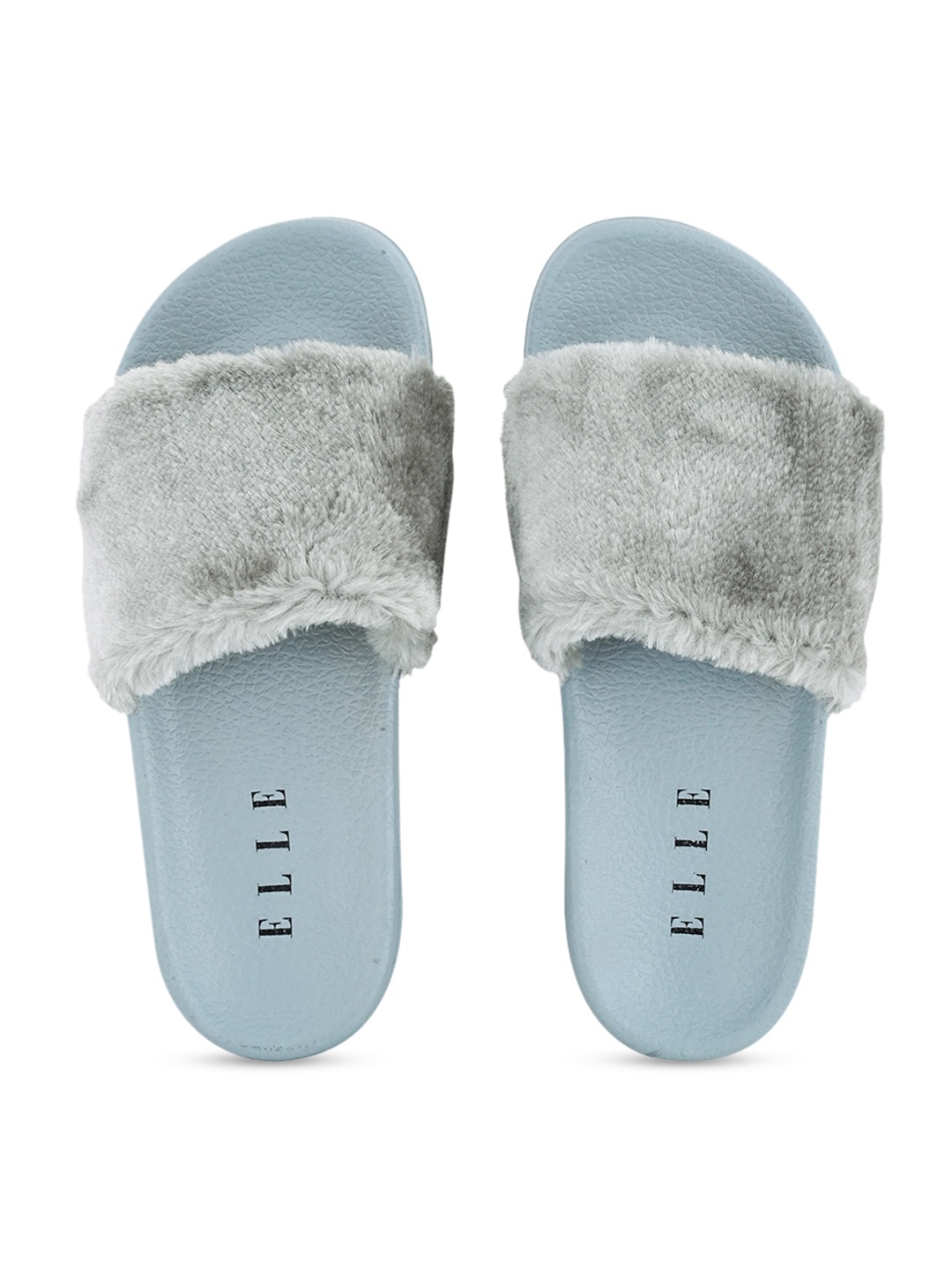 

ELLE Women Grey Faux Fur Sliders