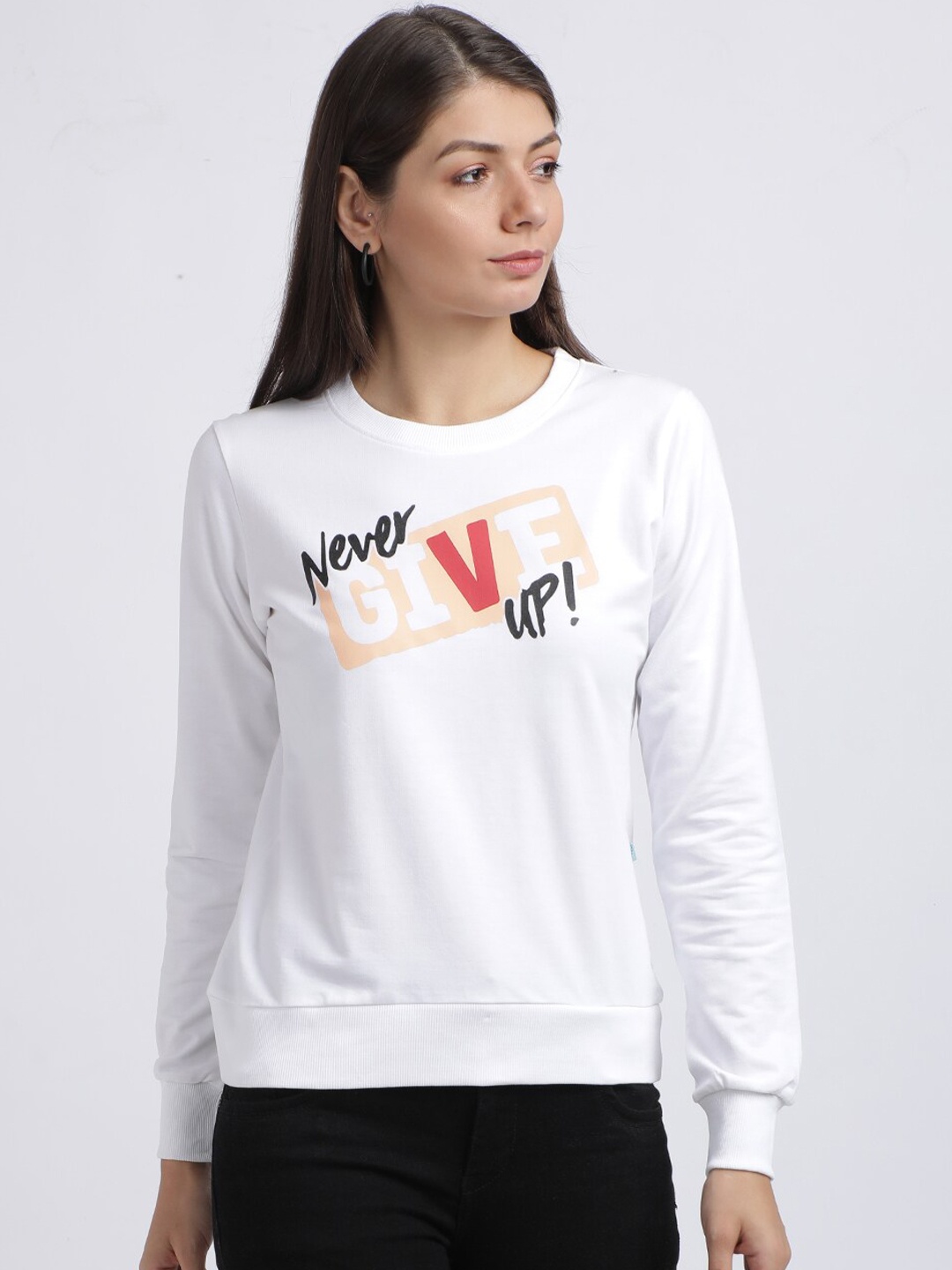

BEVERLY BLUES Women White Printed Sweatshirt