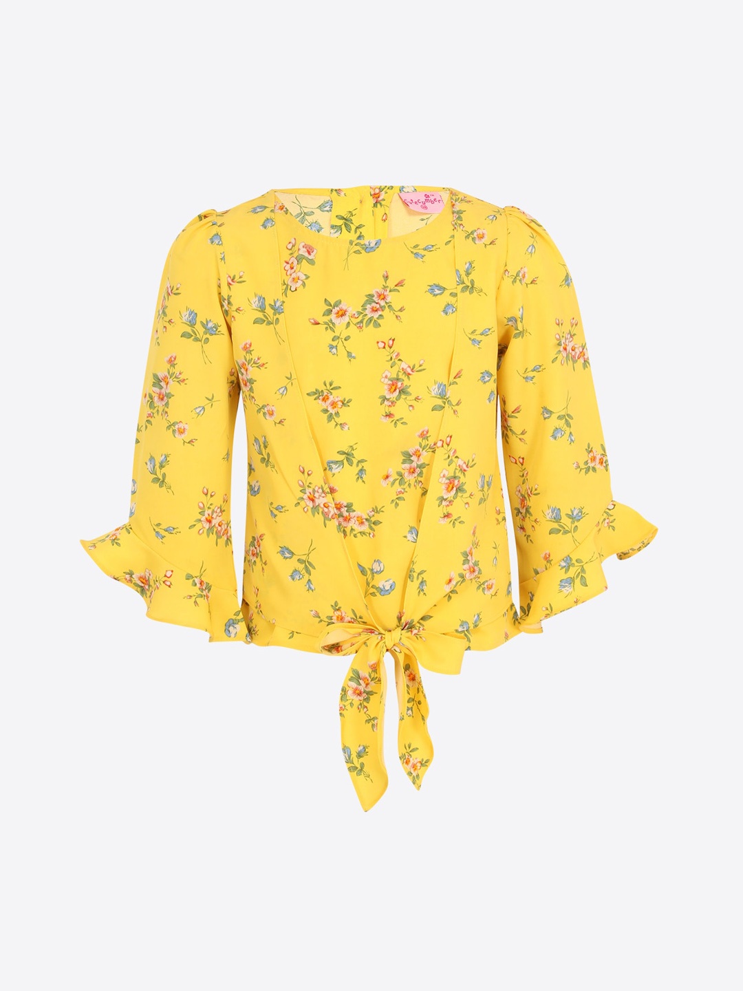 

CUTECUMBER Girls Yellow Printed Top