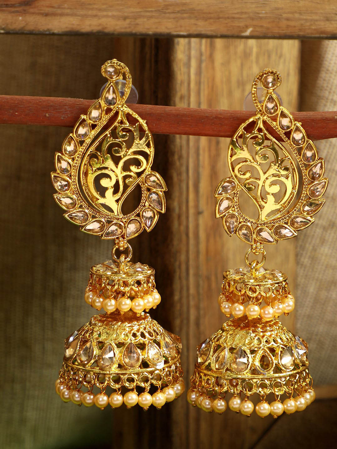 

ANIKAS CREATION Gold-Plated Classic Jhumkas