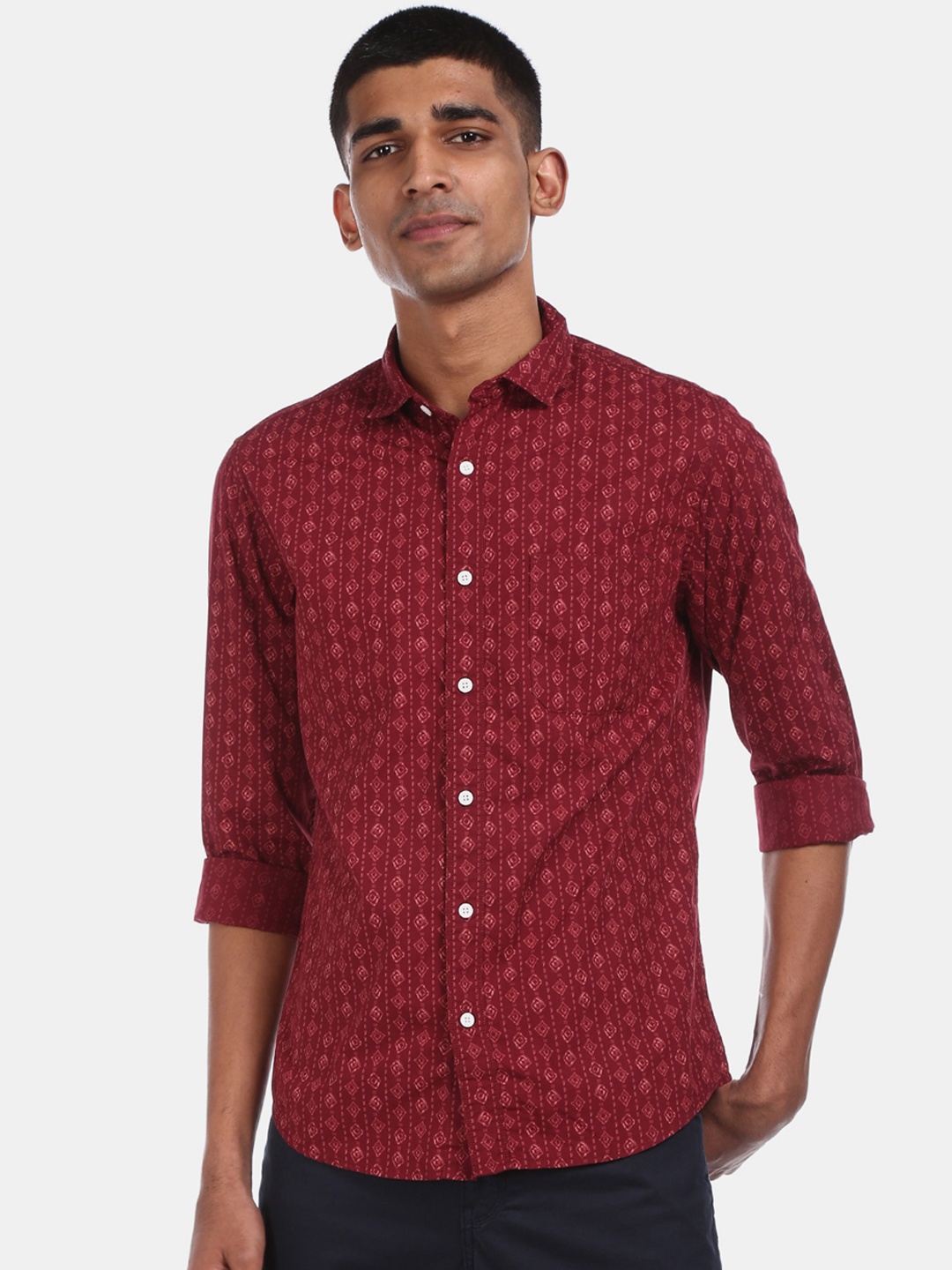

Cherokee Men Maroon Regular Fit Printed Cotton Casual Shirt