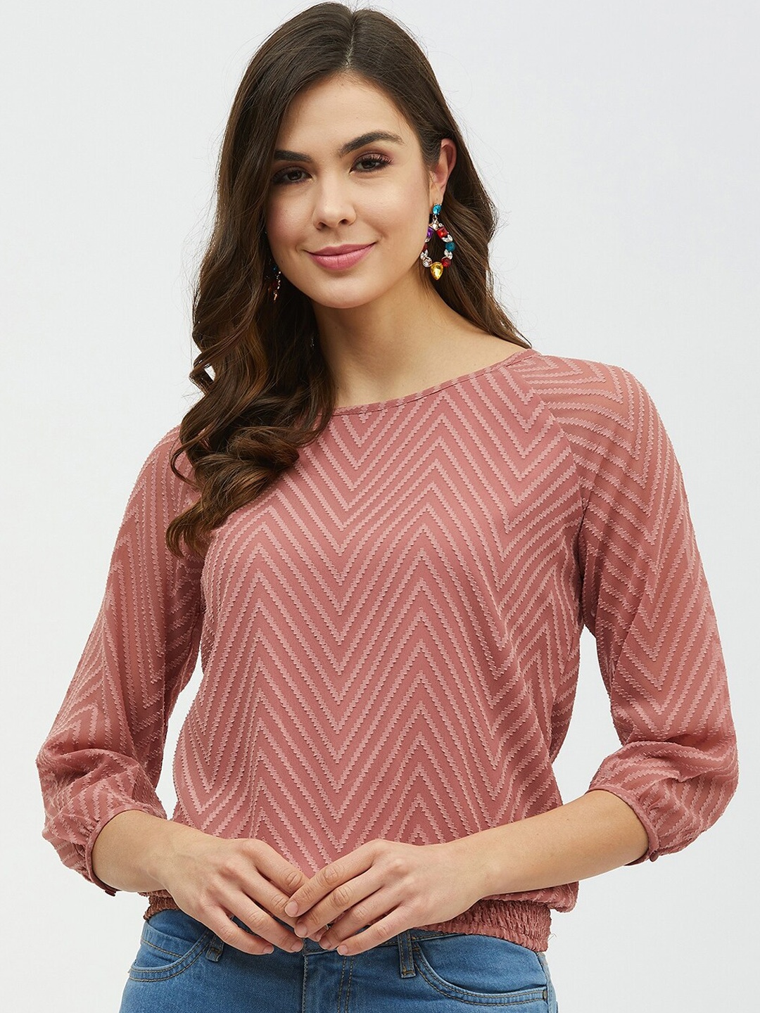 

Harpa Women Rose Self Design Top