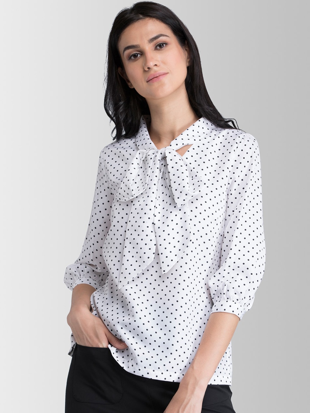 

FableStreet Women White Printed Top
