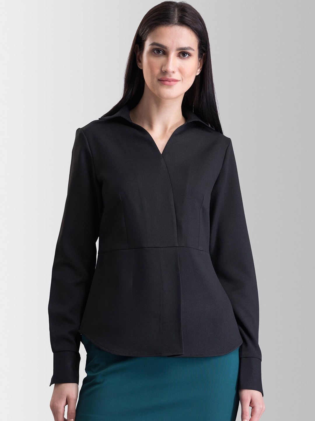 

FableStreet Women Black Solid Top