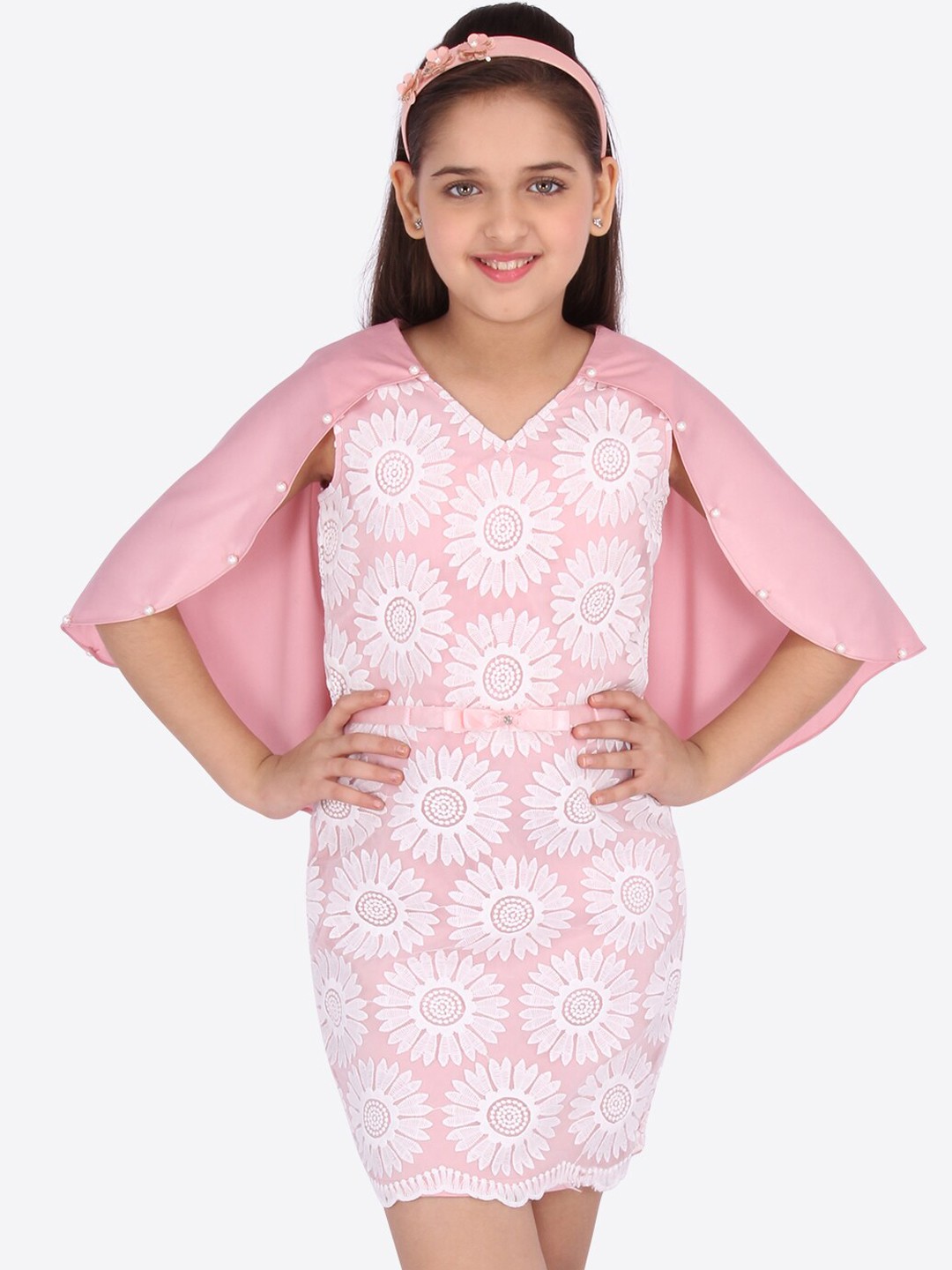 

CUTECUMBER Girls Pink Self Design Sheath Dress