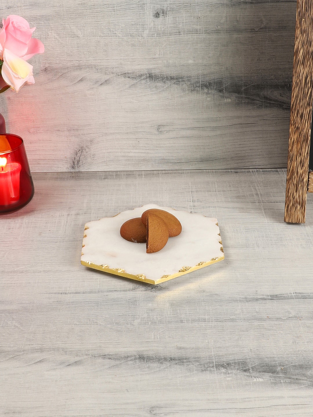 

NikkisPride White Marble Hexagon-Shaped Handmade Tray Platter