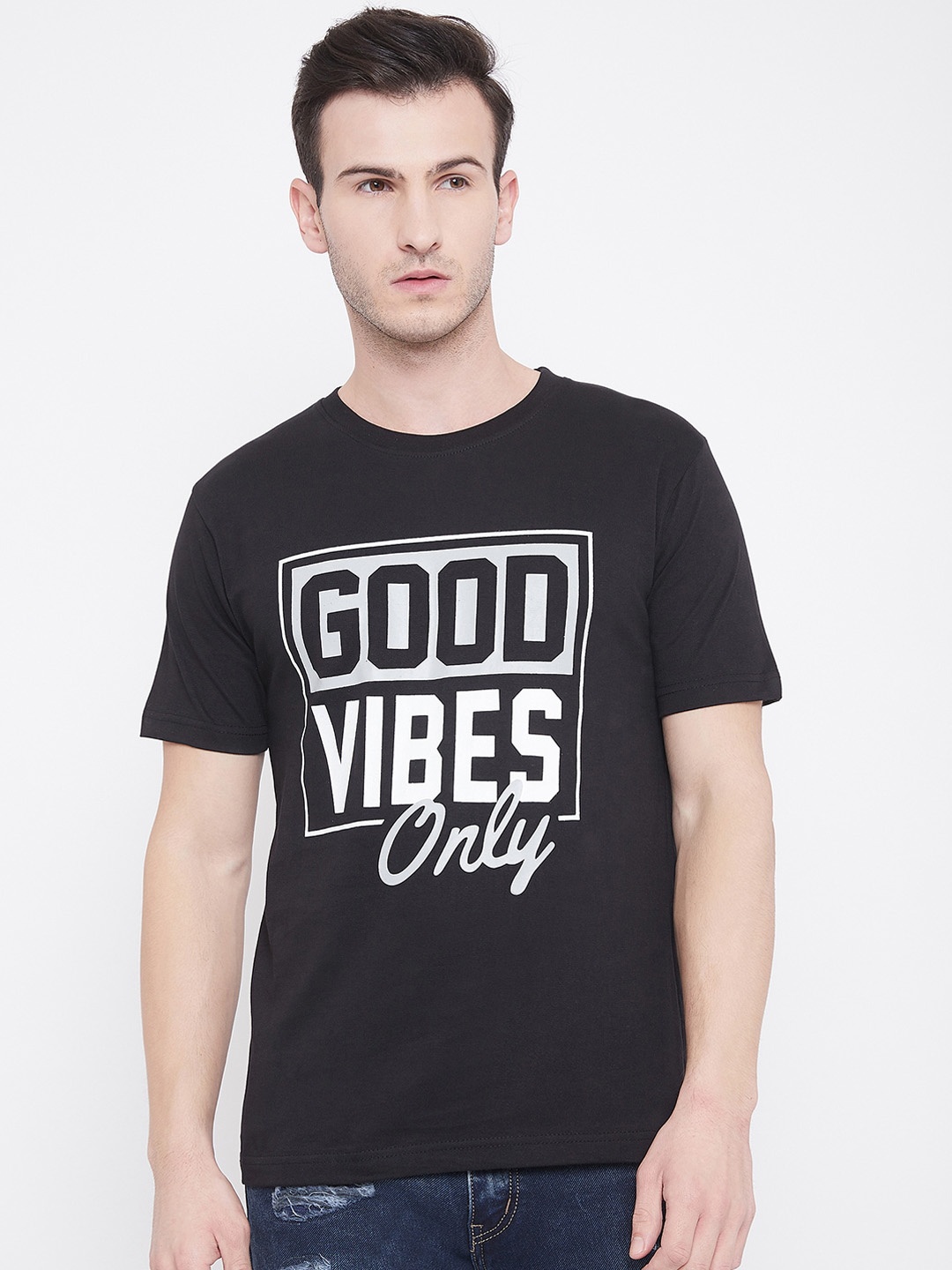 

Camey Men Black Printed Round Neck T-shirt