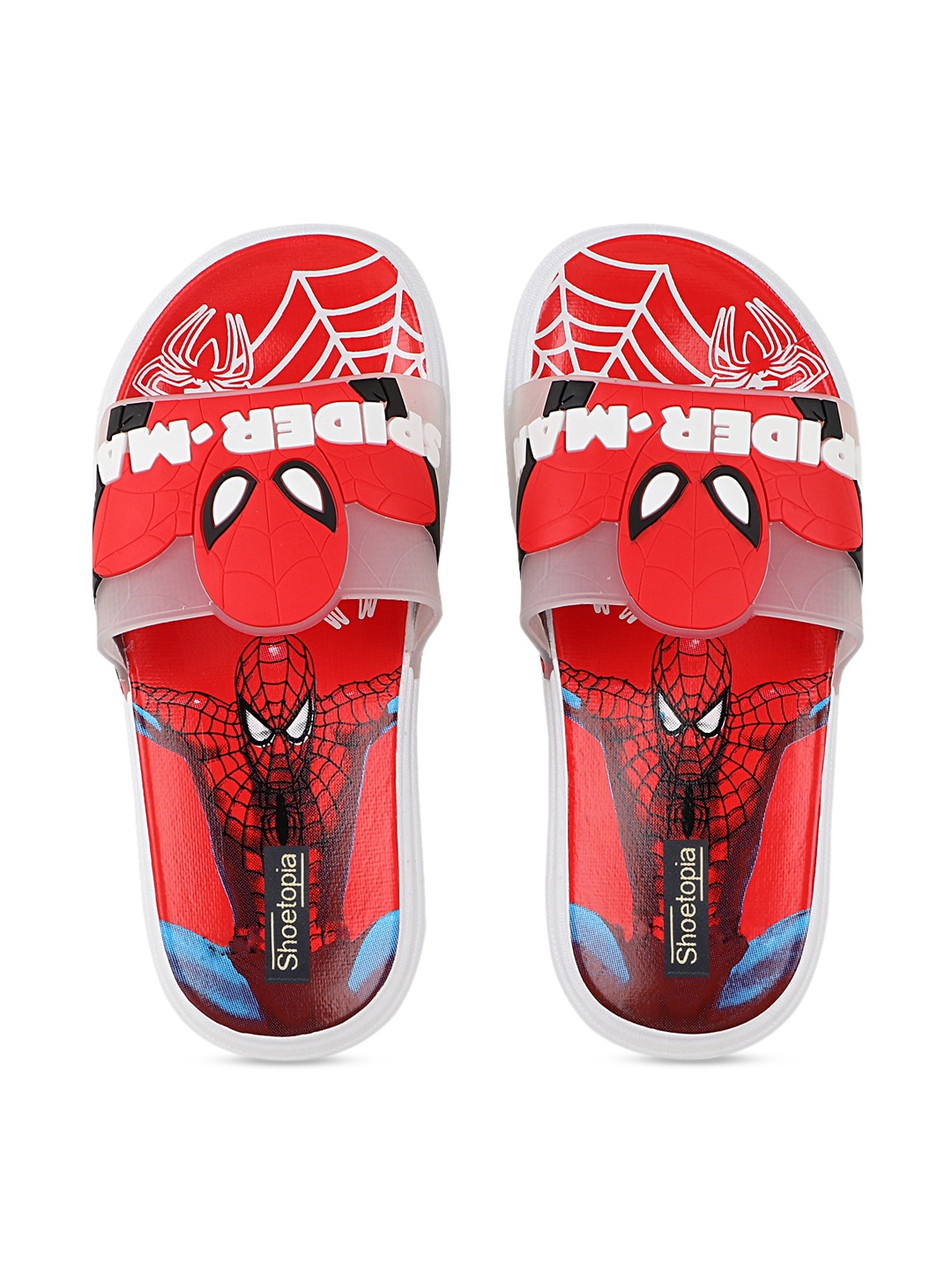 

Shoetopia Girls Red & White Spiderman Printed Sliders