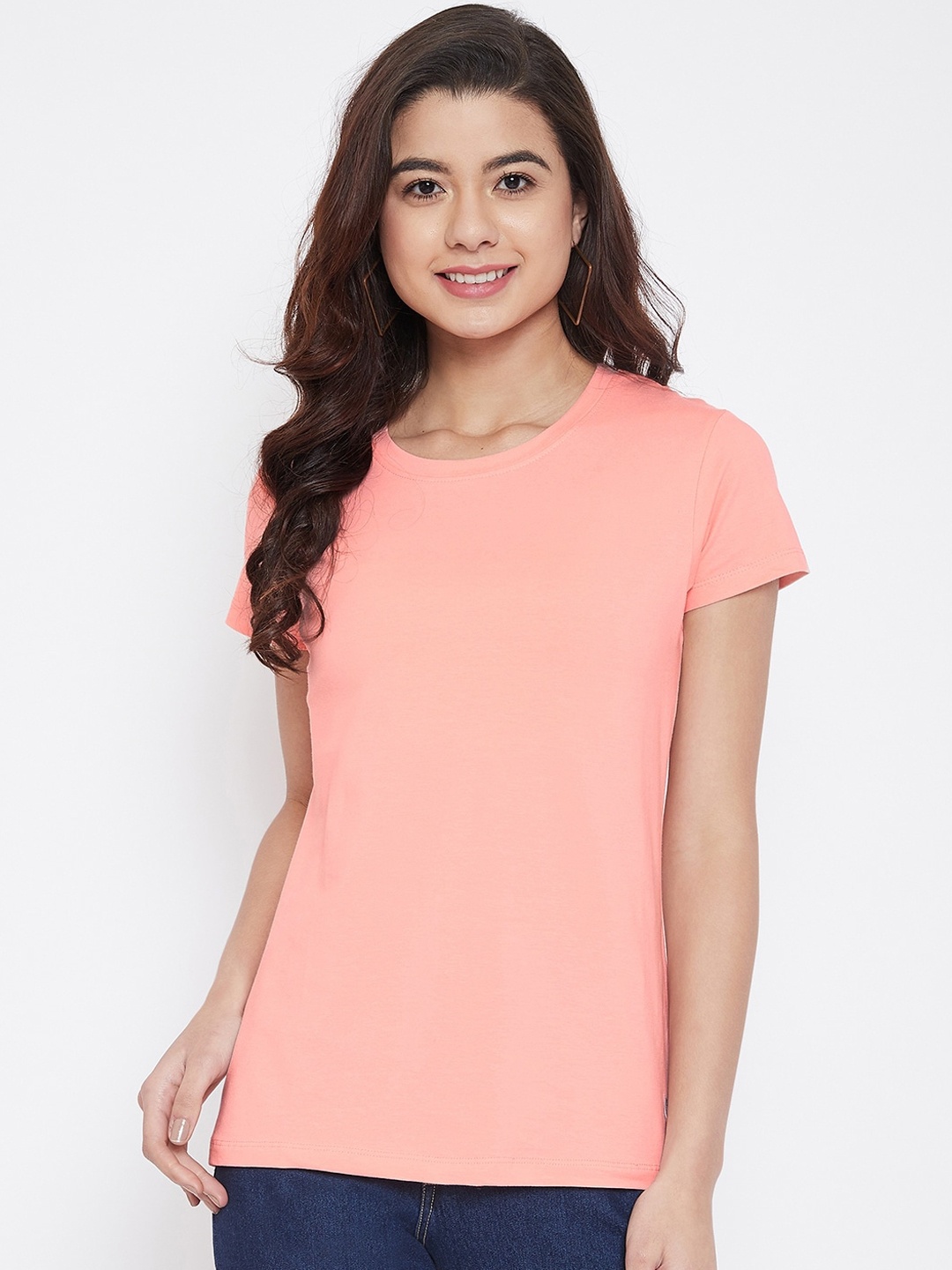 

Camey Women Pink Solid Round Neck T-shirt