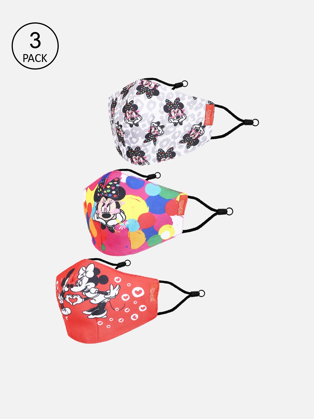 

Minnie featured pack of 3 multicolor Kids masks, Pink