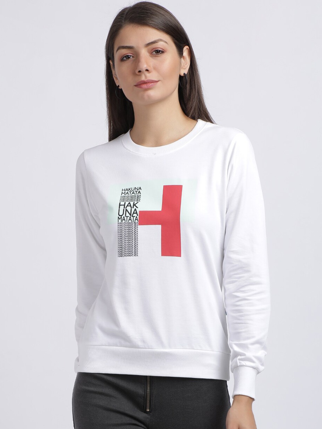 

BEVERLY BLUES Women White Printed Sweatshirt