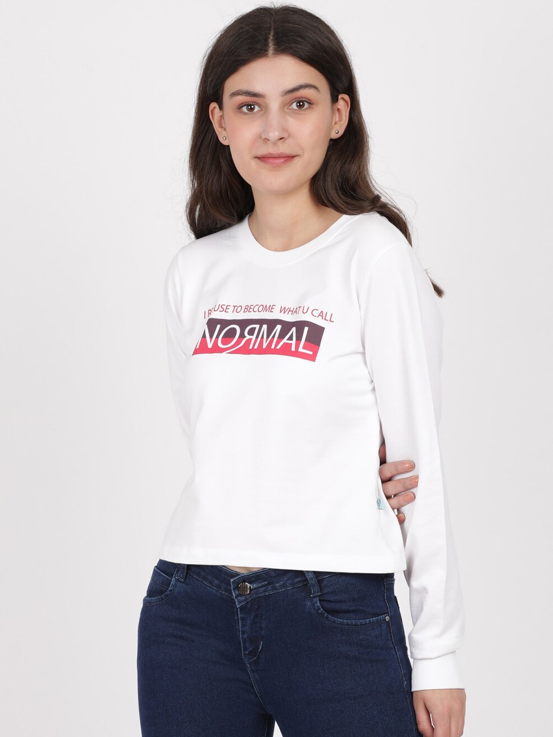 BEVERLY BLUES Women White Solid Sweatshirt