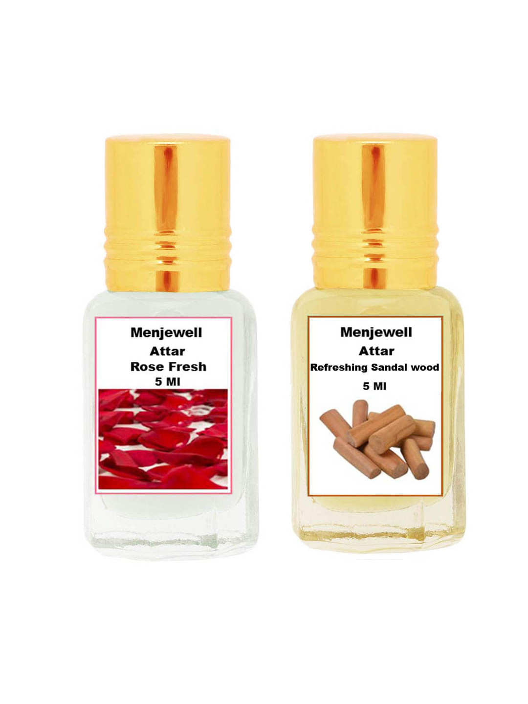 

Menjewell Rose Fresh & Refreshing Sandalwood 5ml Pack of 2 Attar, Yellow
