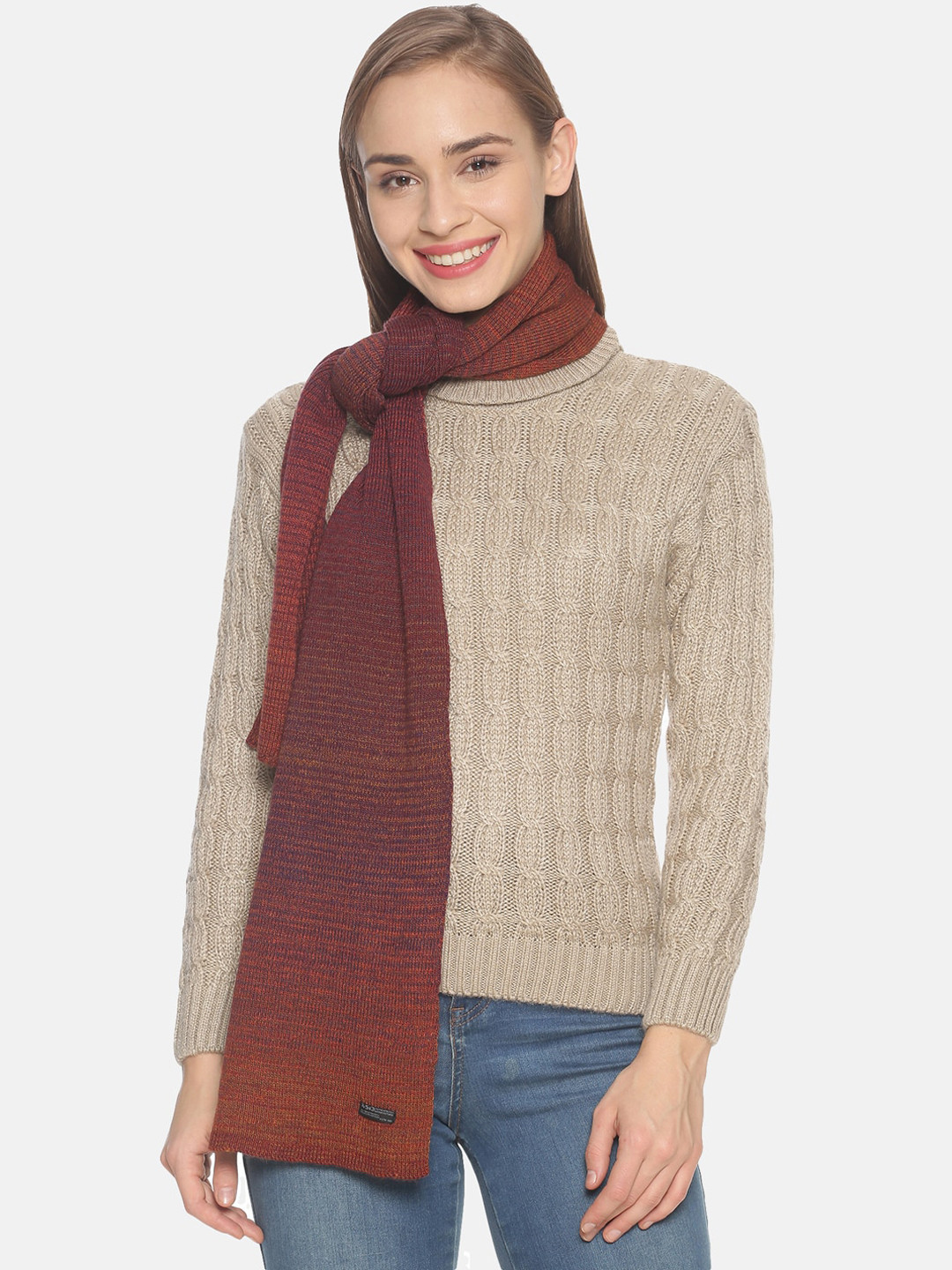 

513 Women Brown Self Design Muffler