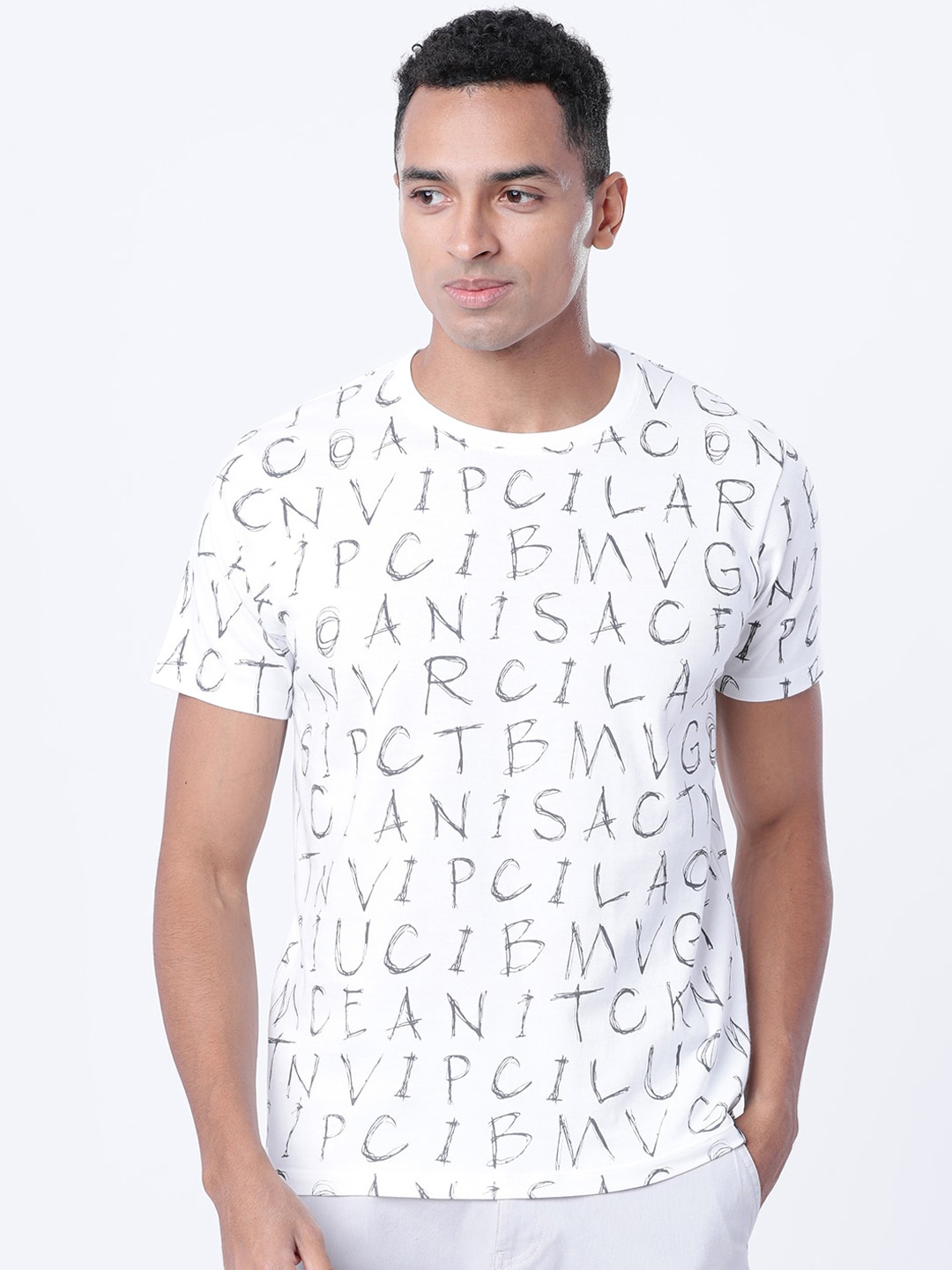 

LOCOMOTIVE Men White Printed Round Neck T-shirt
