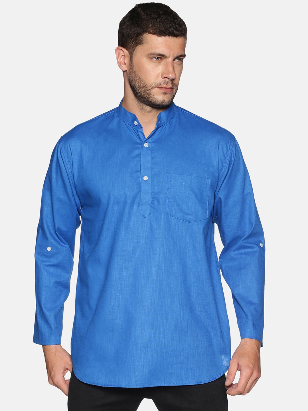 

Sethukrishna Men Blue Solid Straight Kurta