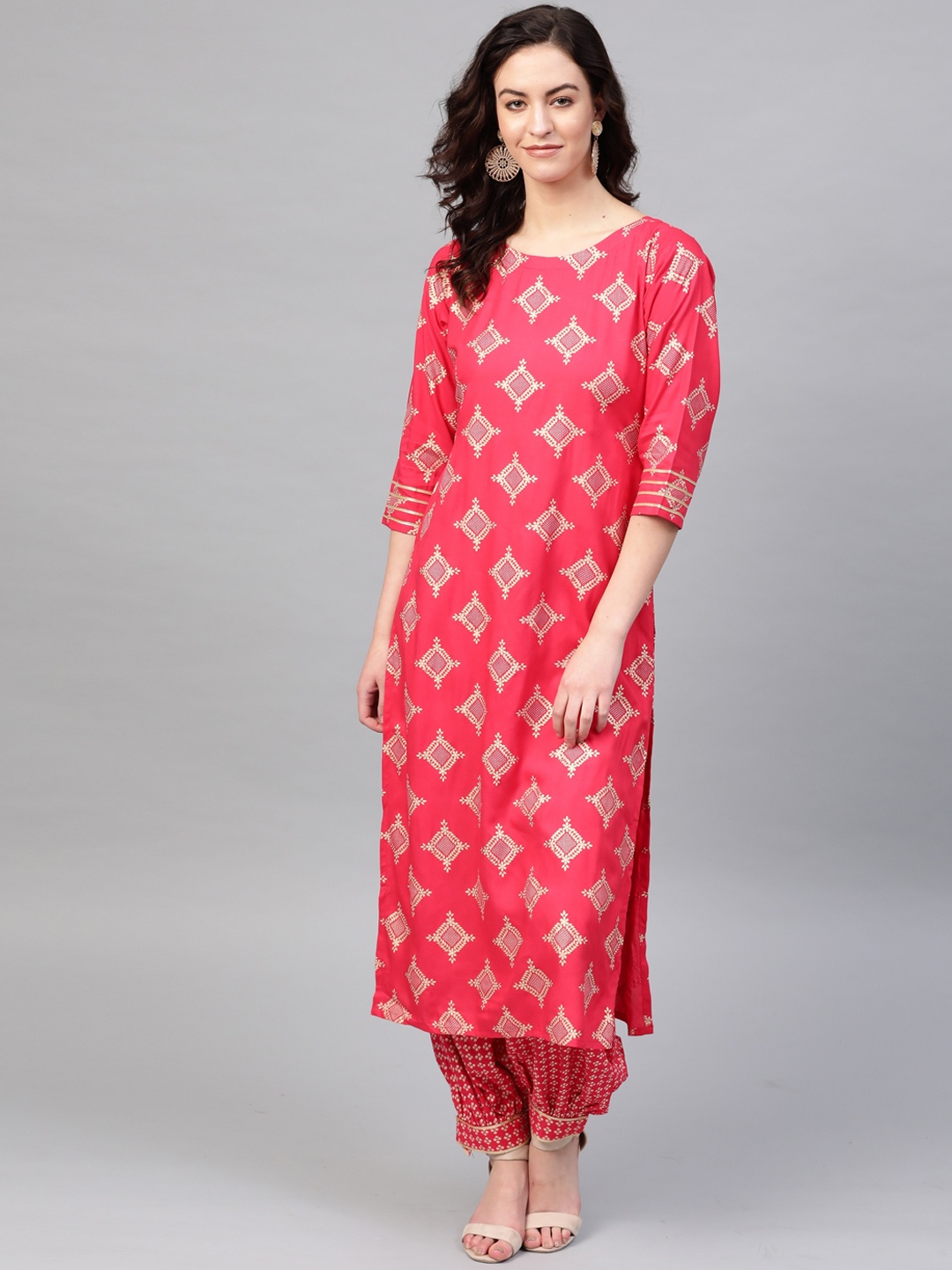 

Indo Era Women Pink Printed Kurta with Salwar