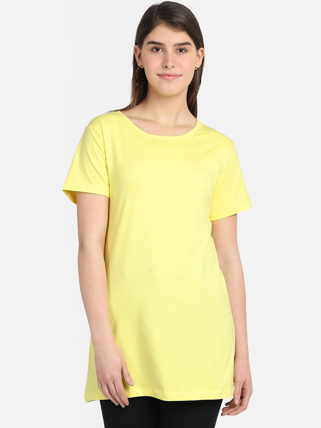 

PROTEENS Women Yellow Solid Round Neck T-shirt
