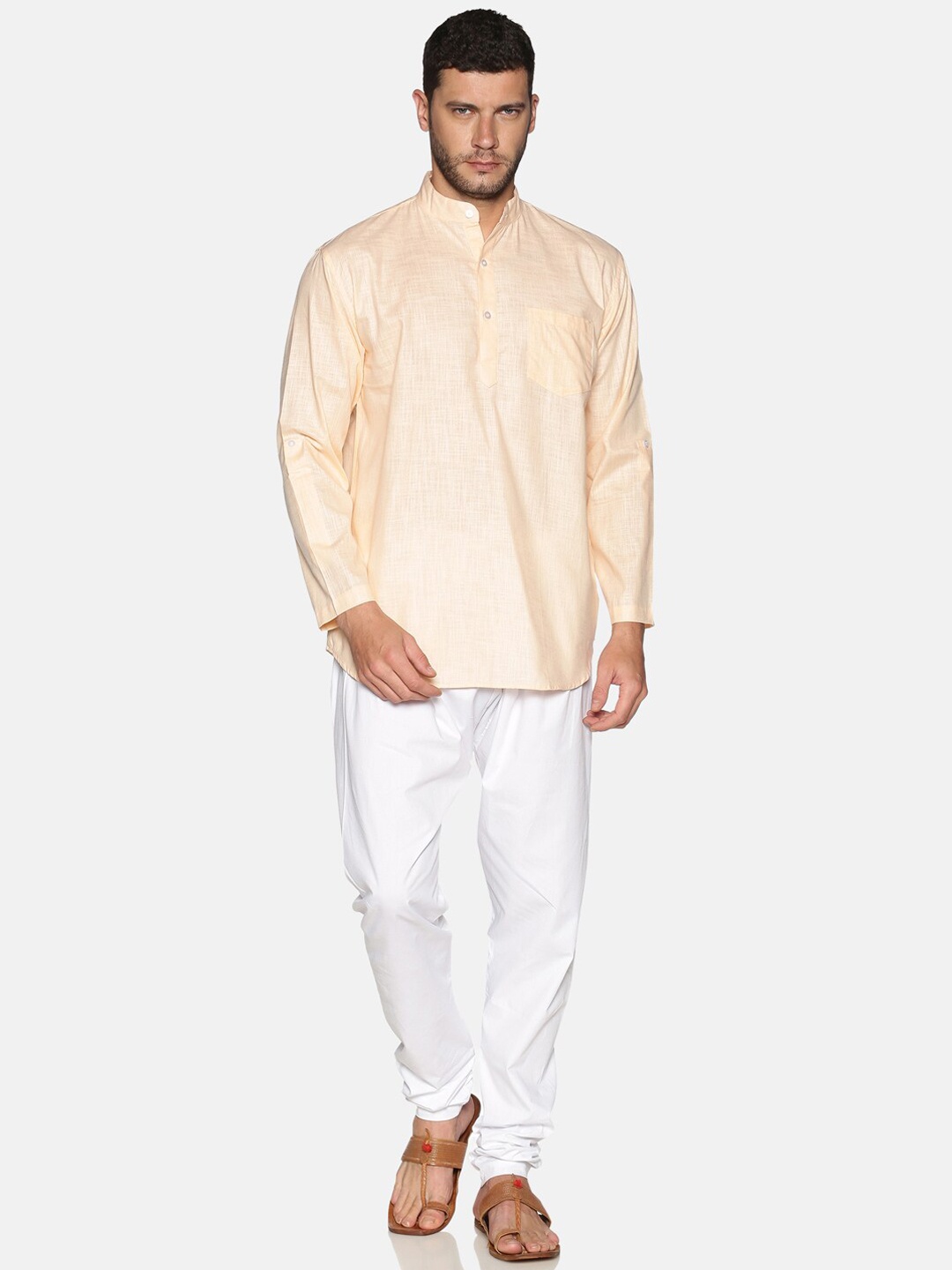 

Sethukrishna Men Orange Solid Kurta with Pyjamas