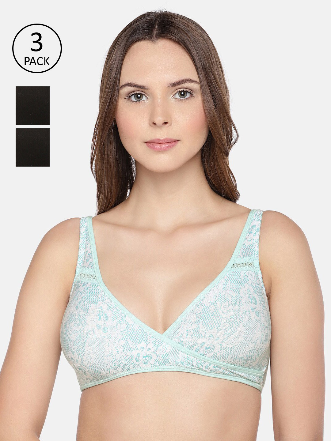 

Inner Sense Black & Blue Solid Non-Wired Non Padded Maternity Bra