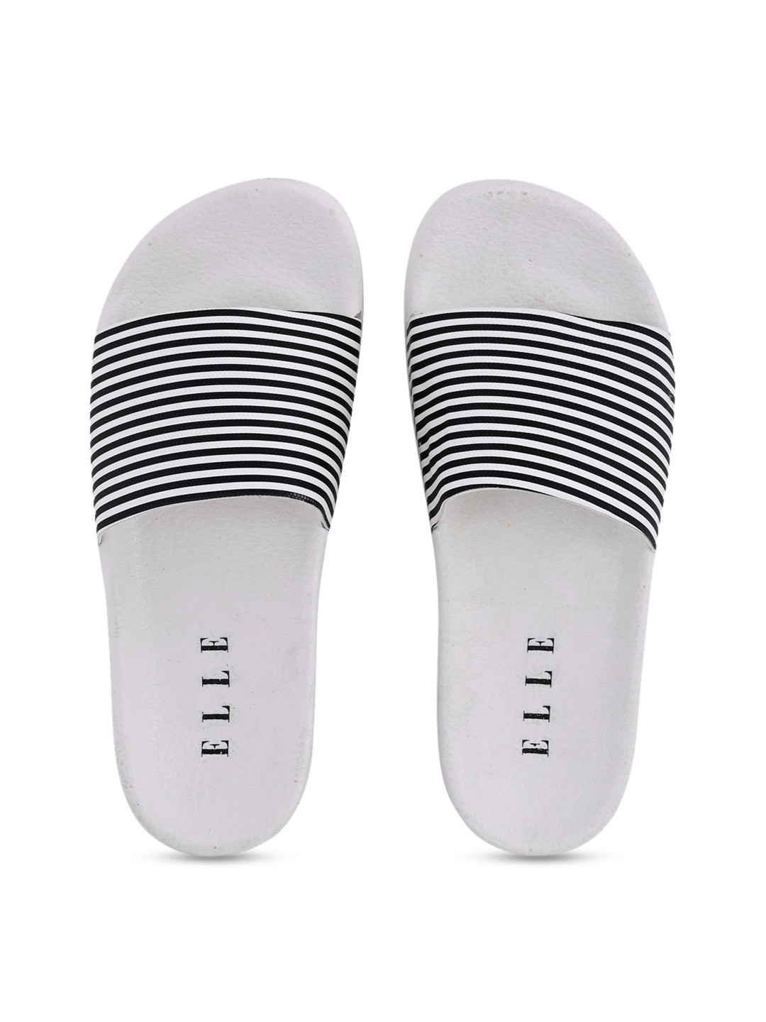 

ELLE Women Black & White Striped Sliders
