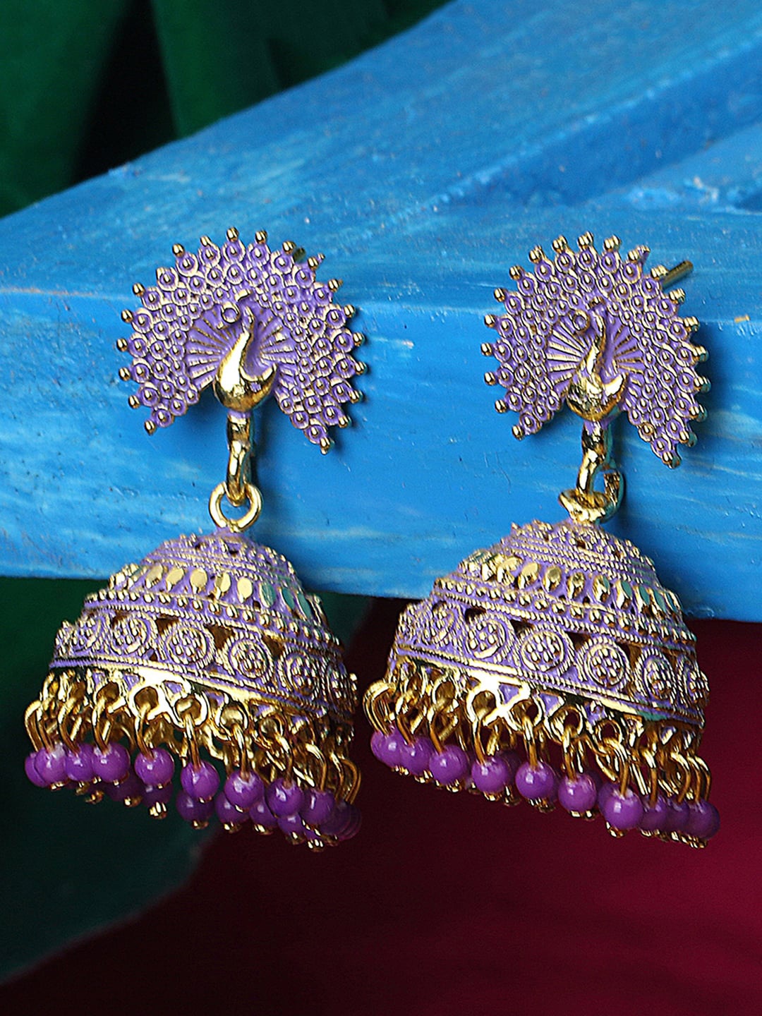 

ANIKAS CREATION Purple Contemporary Jhumkas
