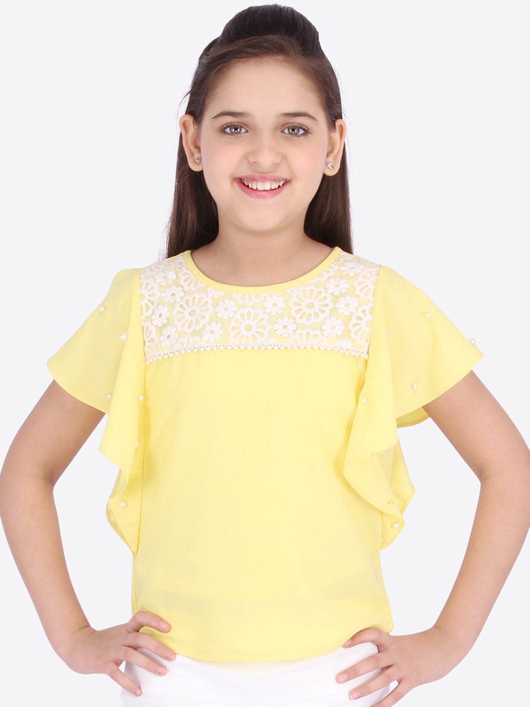 CUTECUMBER Girls Yellow Solid Top