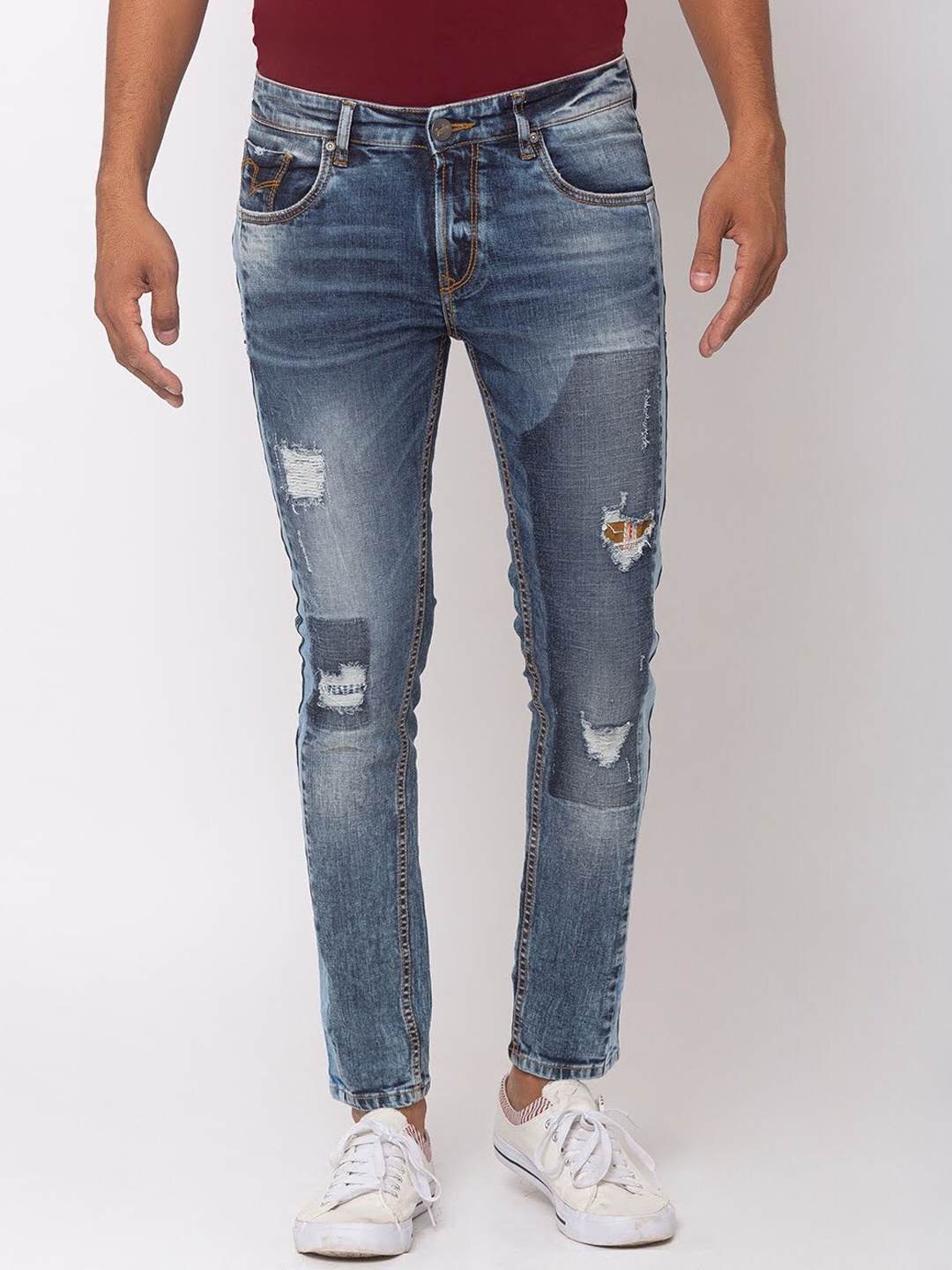 

SPYKAR Men Blue Slim Fit Low-Rise Low Distress Jeans
