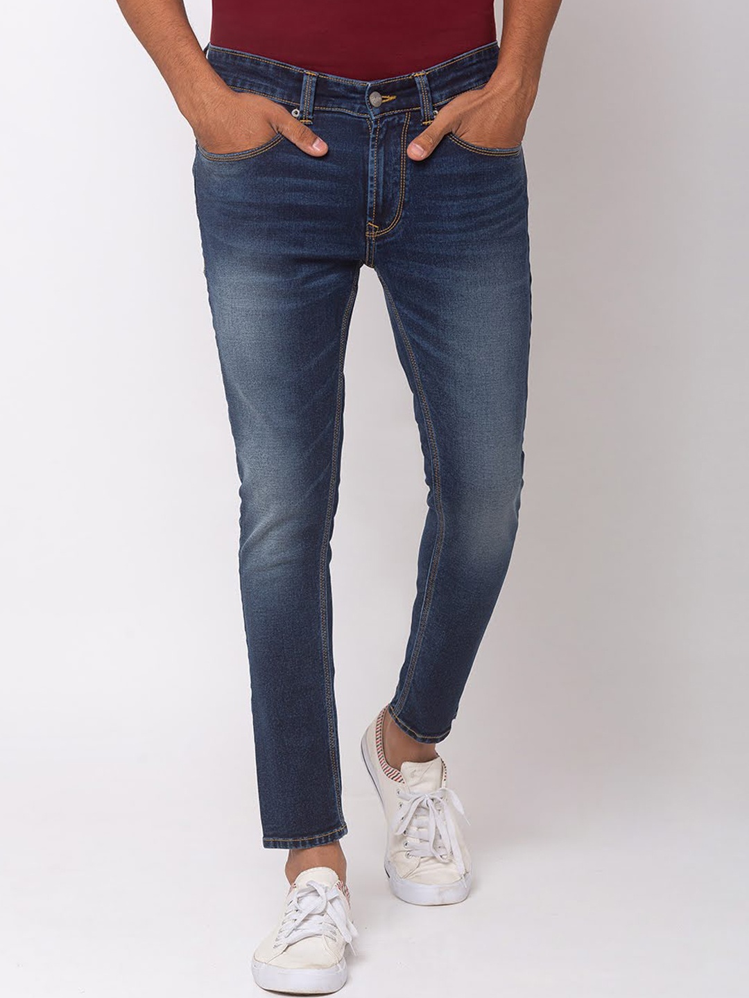 

SPYKAR Men Navy Blue Slim Fit Tapered Mid-Rise Clean Look Jeans
