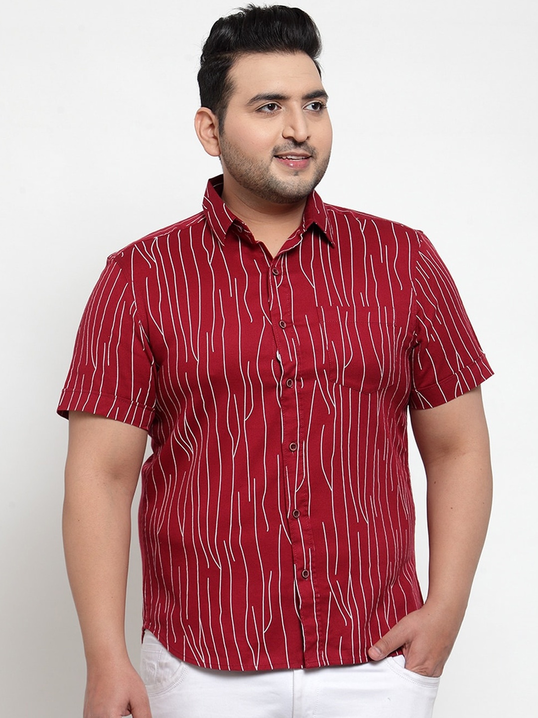 

plusS Men Maroon Regular Fit Printed Casual Shirt