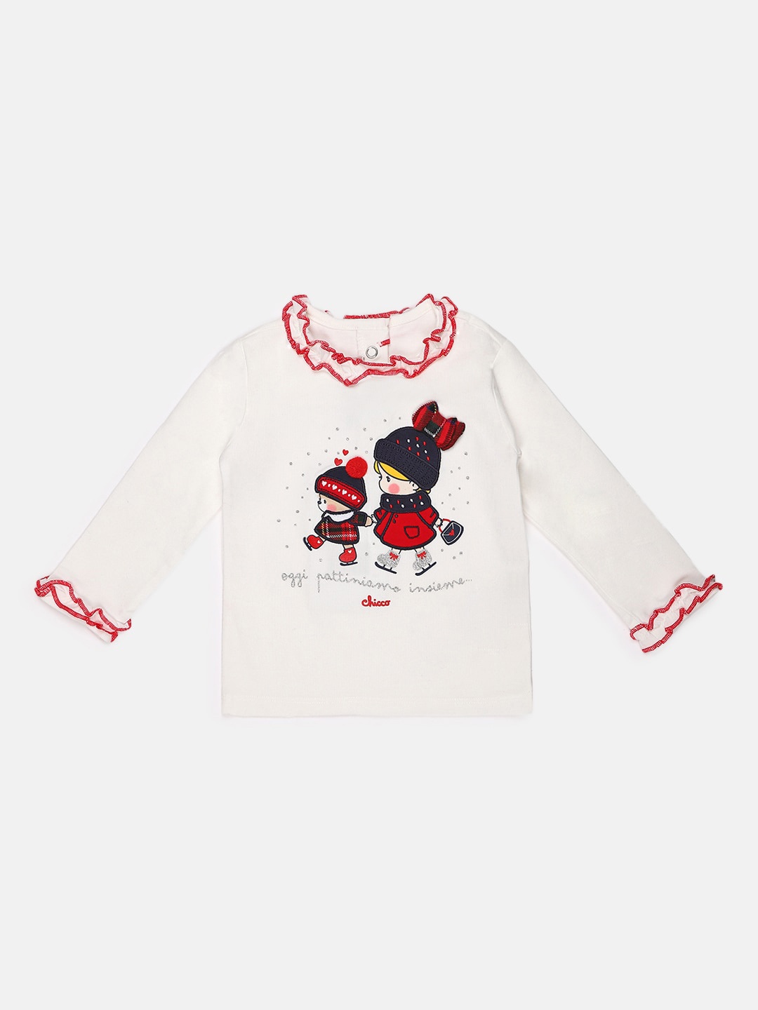 

Chicco Girls Off-White Embroidered Round Neck T-shirt