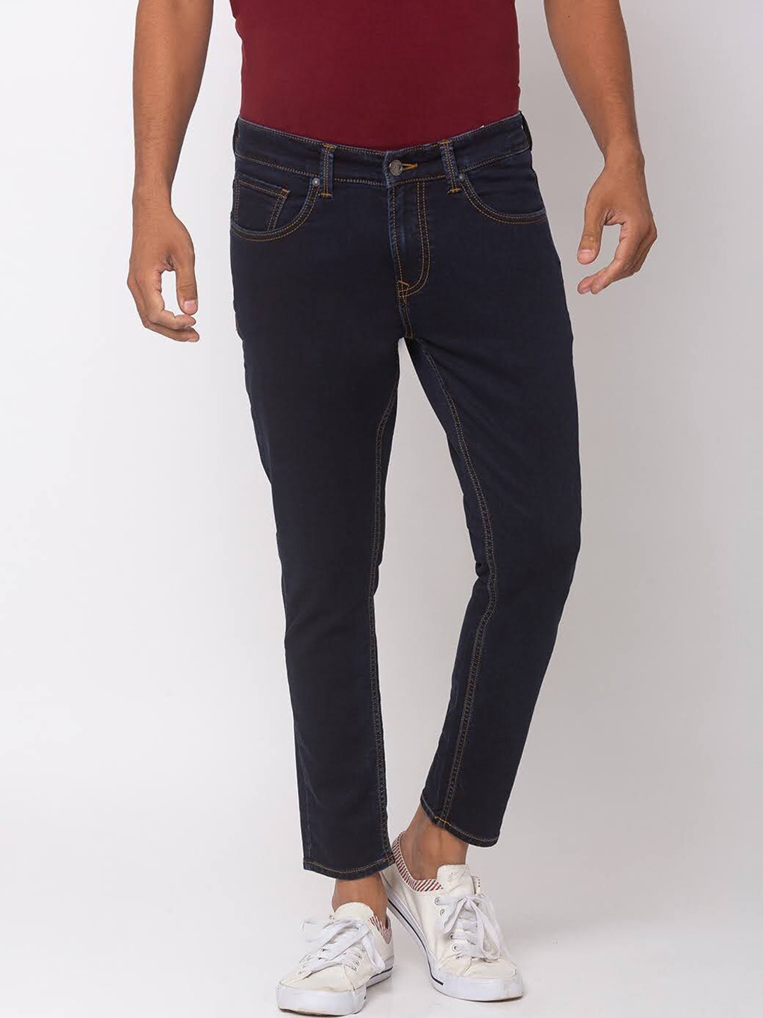 

SPYKAR Men Navy Blue Slim Fit Tapered Mid-Rise Clean Look Jeans