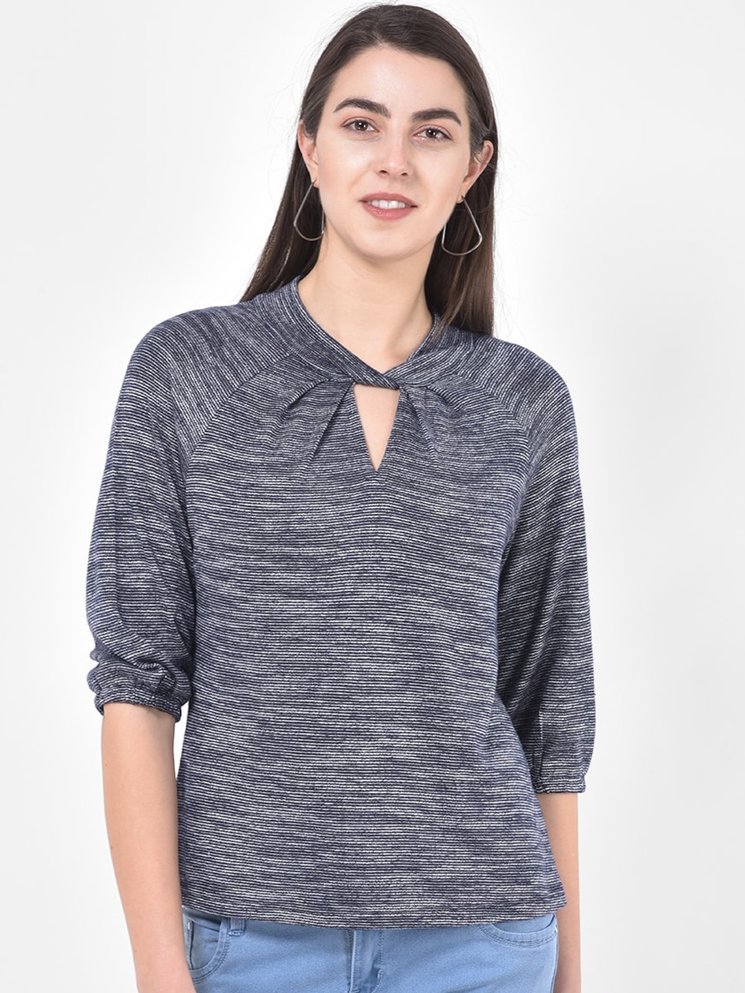 

Latin Quarters Women Blue & Grey Self Design Top