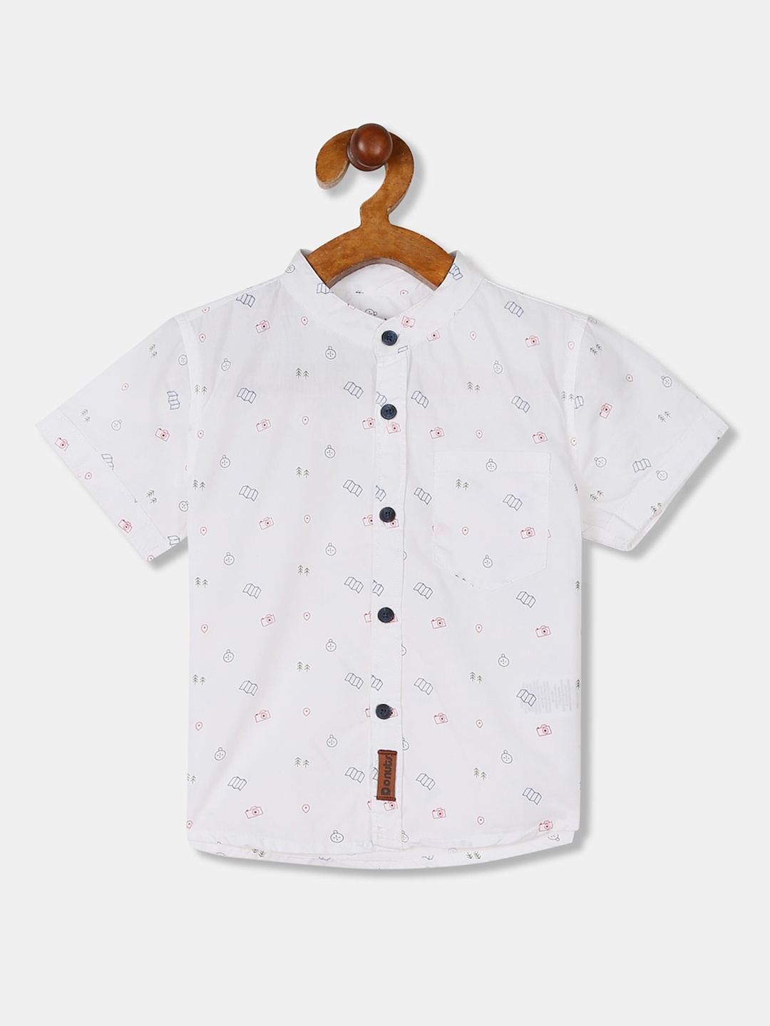 

Donuts Boys White & Blue Regular Fit Printed Casual Shirt