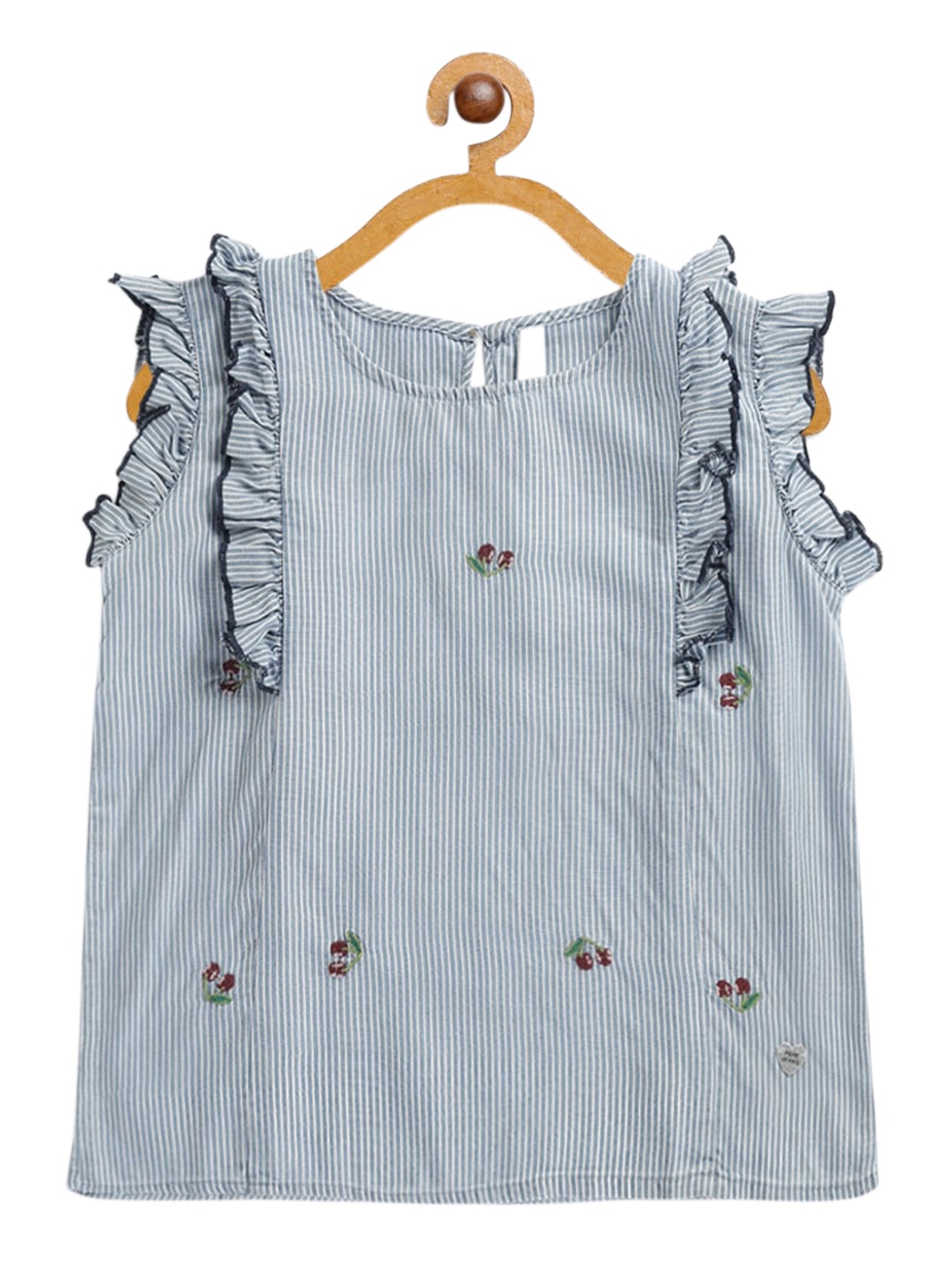 

Pepe Jeans Girls Blue Embroidered Top