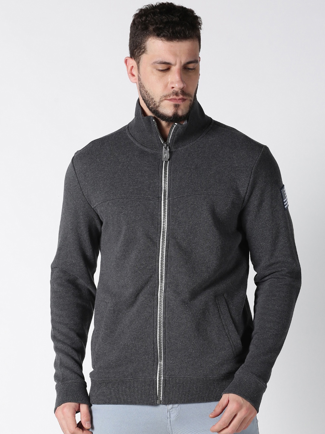 

UrGear Men Charcoal Grey Solid Sweatshirt