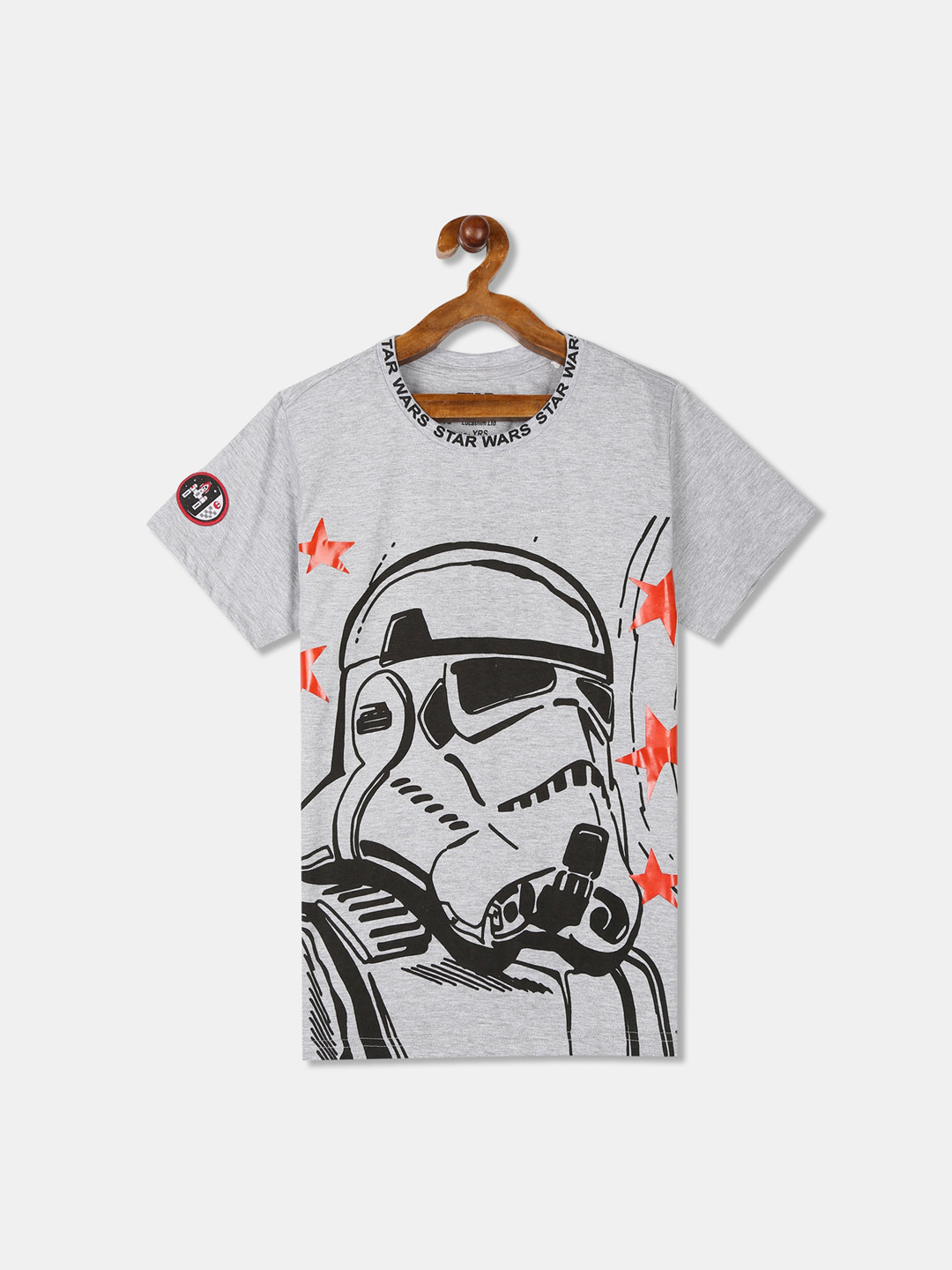 

Colt Boys Grey Melange Printed Round Neck T-shirt