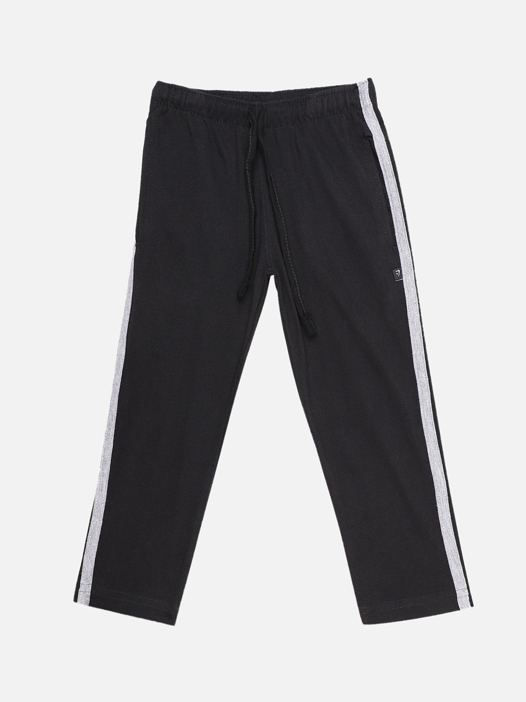 

PROTEENS Boys Black & Grey Solid Straight-Fit Track Pants