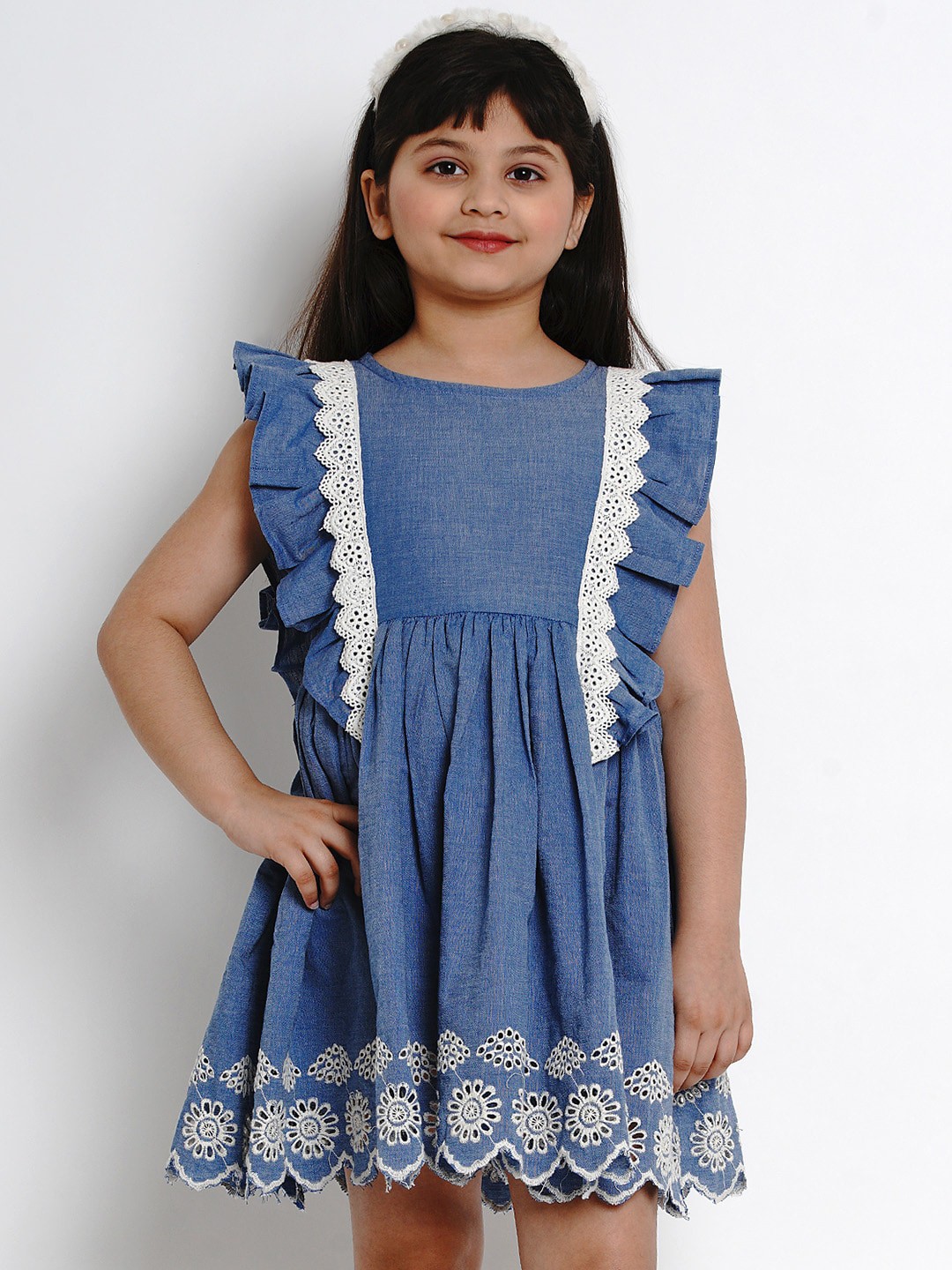 

Bitiya by Bhama Girls Blue Solid Fit and Flare Dress