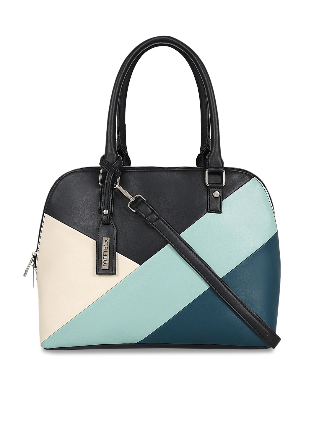 

Toteteca Green Colourblocked Handheld Bag