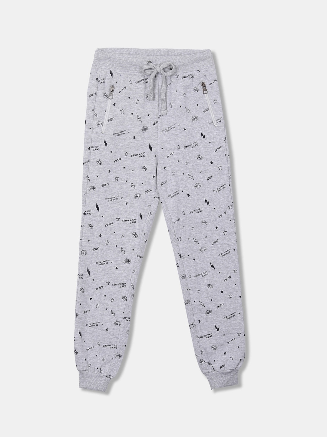 

Cherokee Boys Grey & Black Printed Joggers