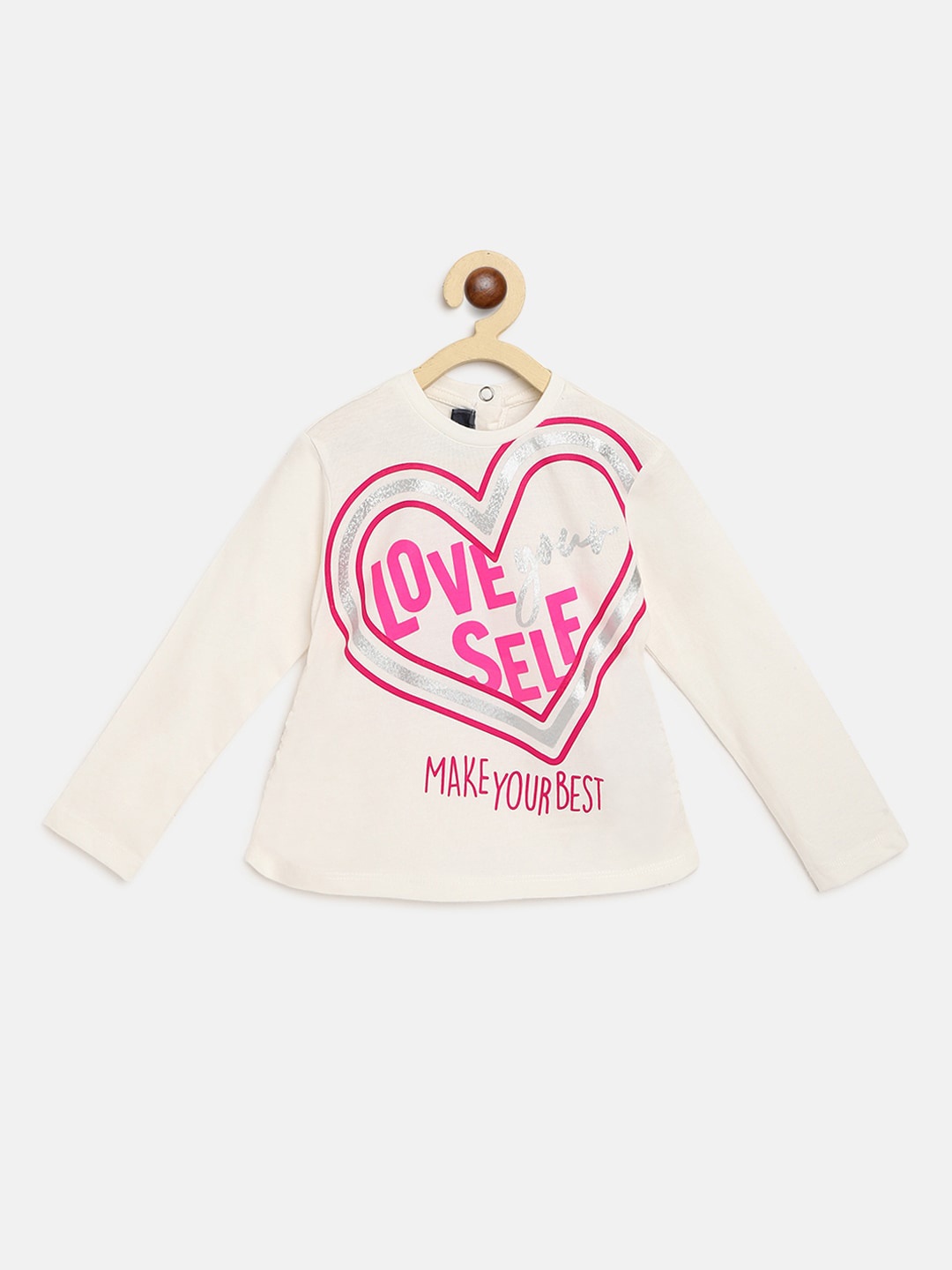 

Chicco Girls White Printed Round Neck Pure Cotton T-shirt