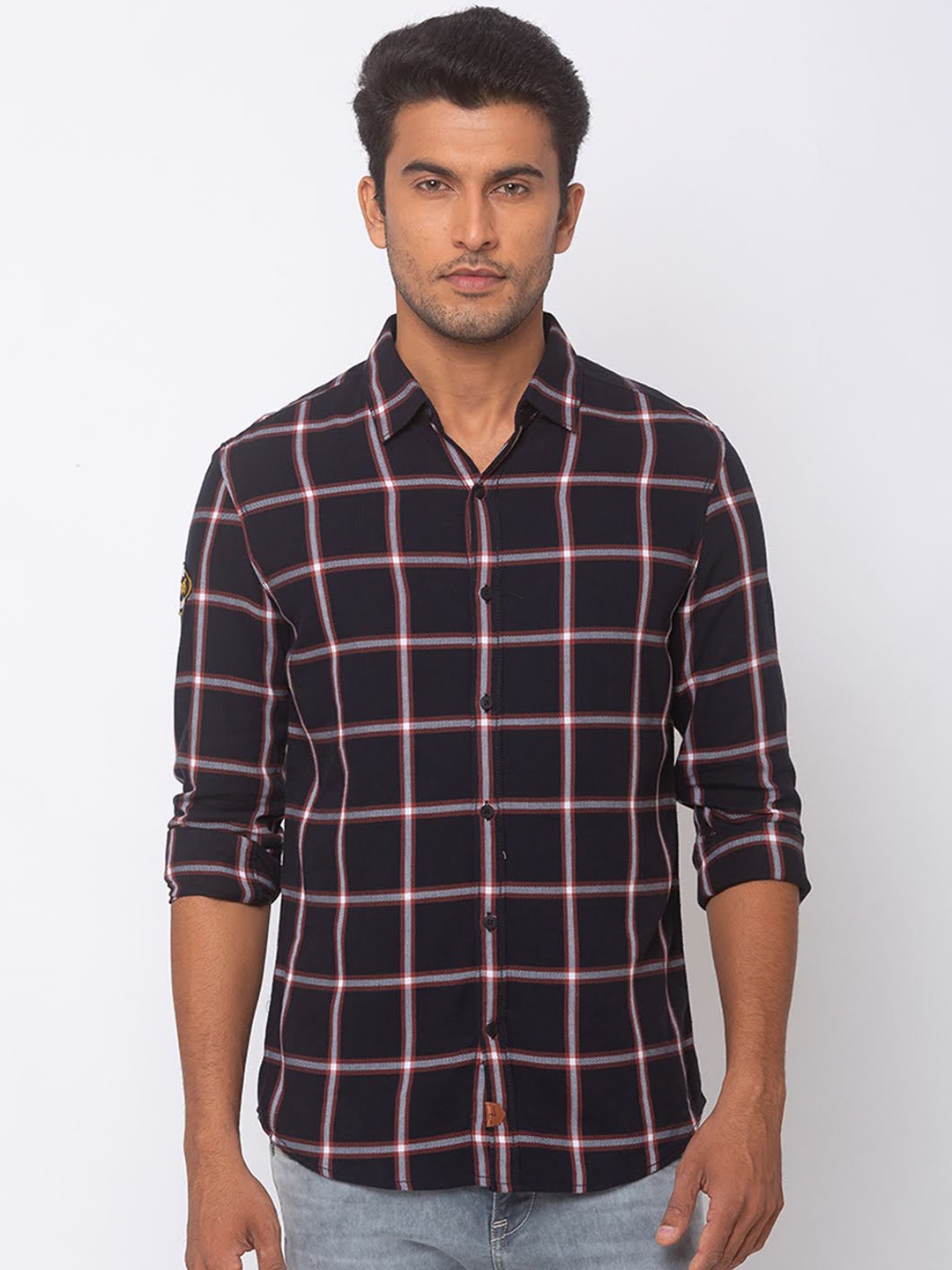 

SPYKAR Men Black Slim Fit Checked Casual Shirt