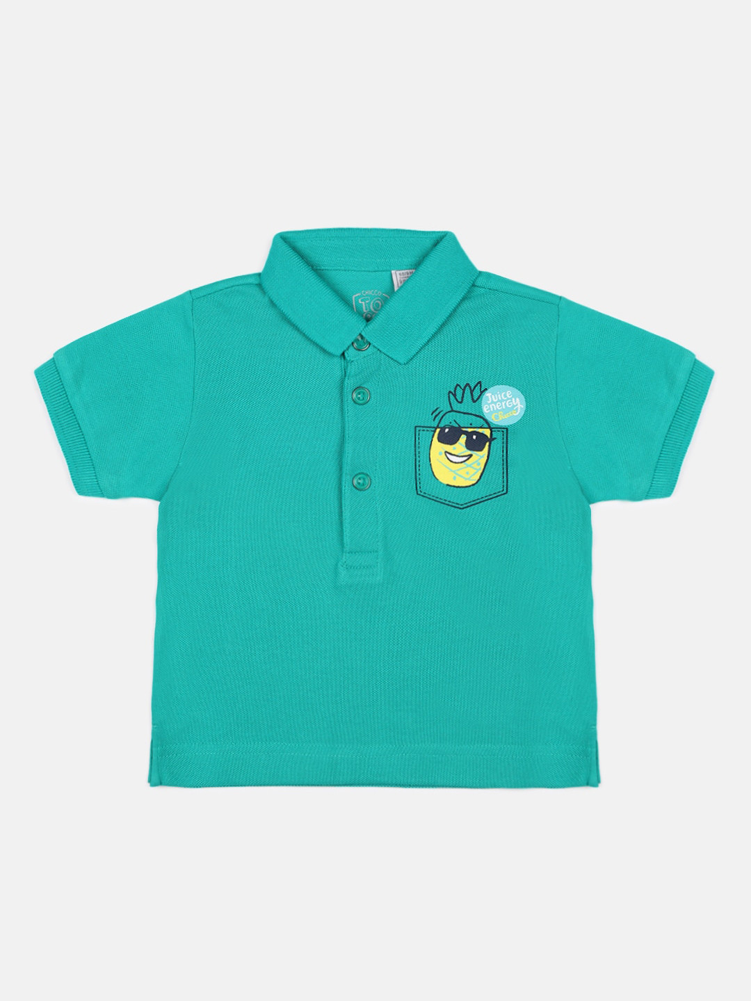 

Chicco Boys Green Solid Cotton Polo Collar Pure Cotton T-shirt