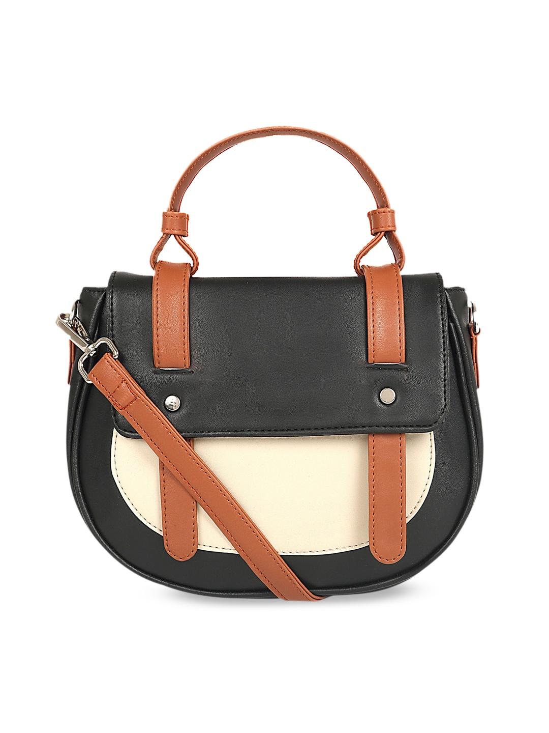 

Toteteca Black Colourblocked Handheld Bag